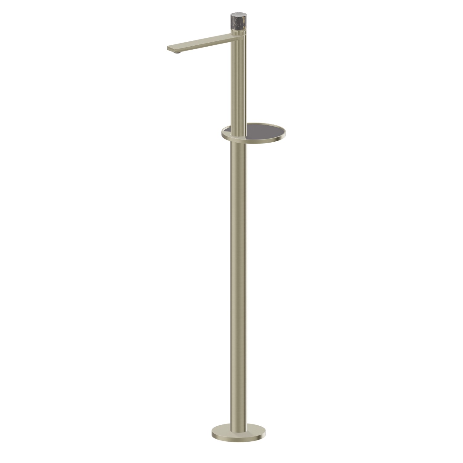 Single lever basin mixer with floor pillar union - finish PVD Brushed Pale Gold