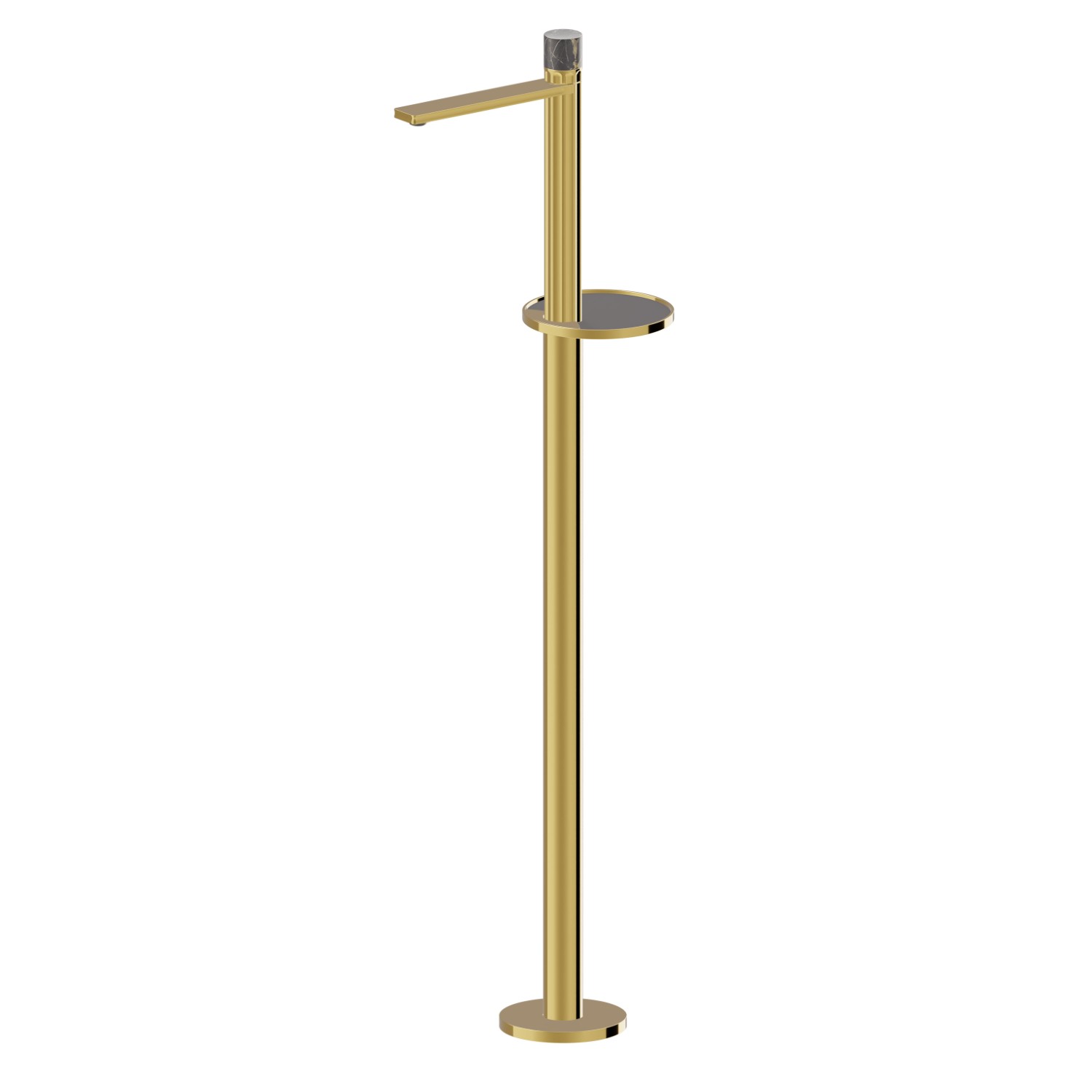 Single lever basin mixer with floor pillar union - finish PVD Glossy Gold