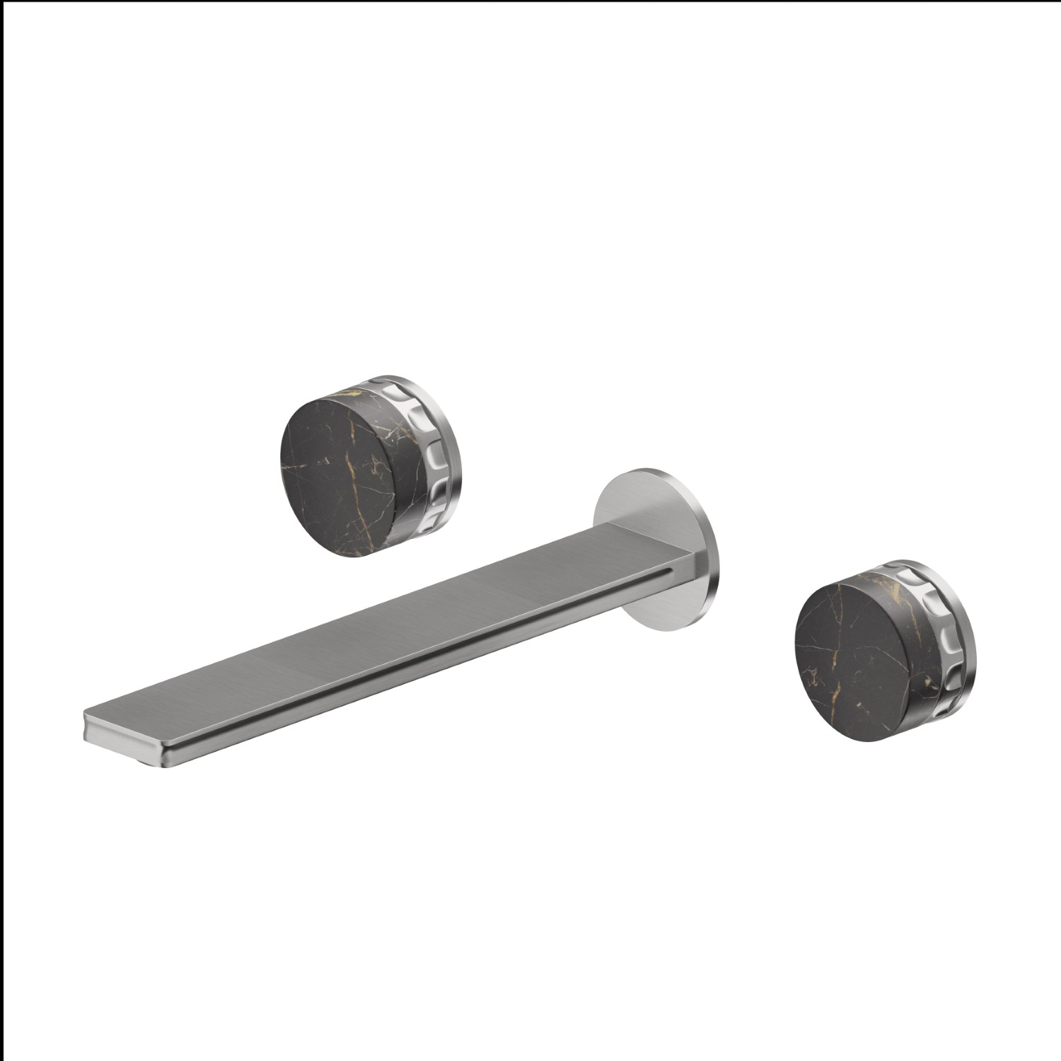 Melangeur mural, 3 trous - finition PVD Brushed steel