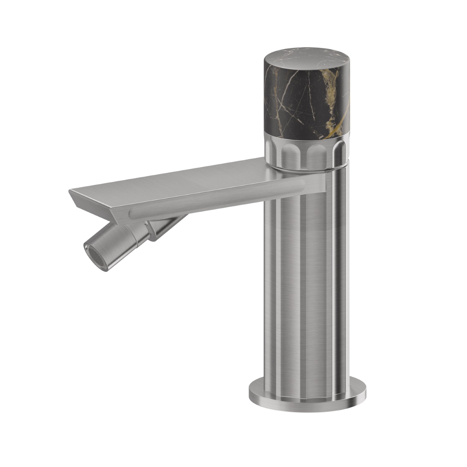 Single lever bidet mixer basin group - finish PVD Brushed steel