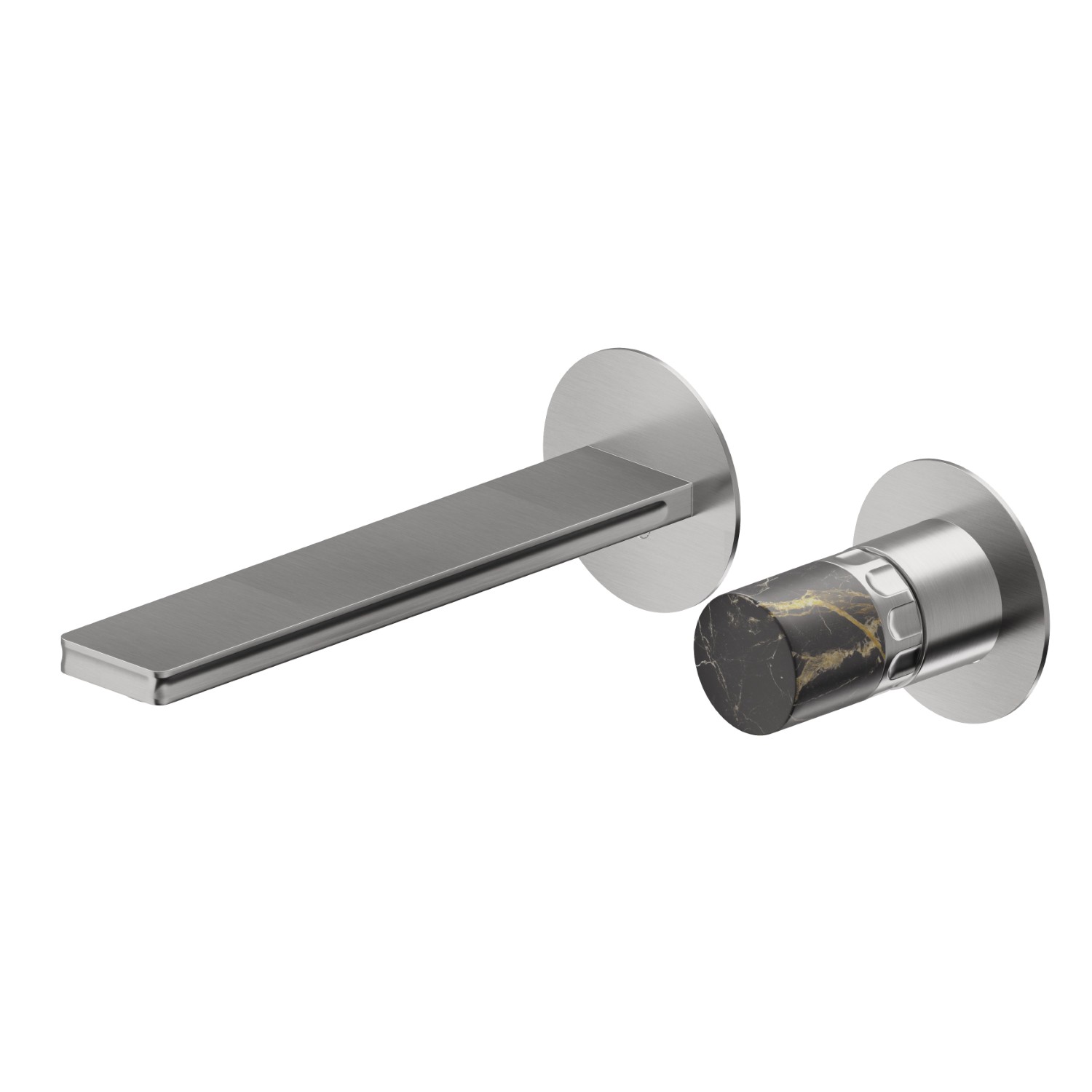 2-hole wall-mounted washbasin group - finish PVD Brushed steel