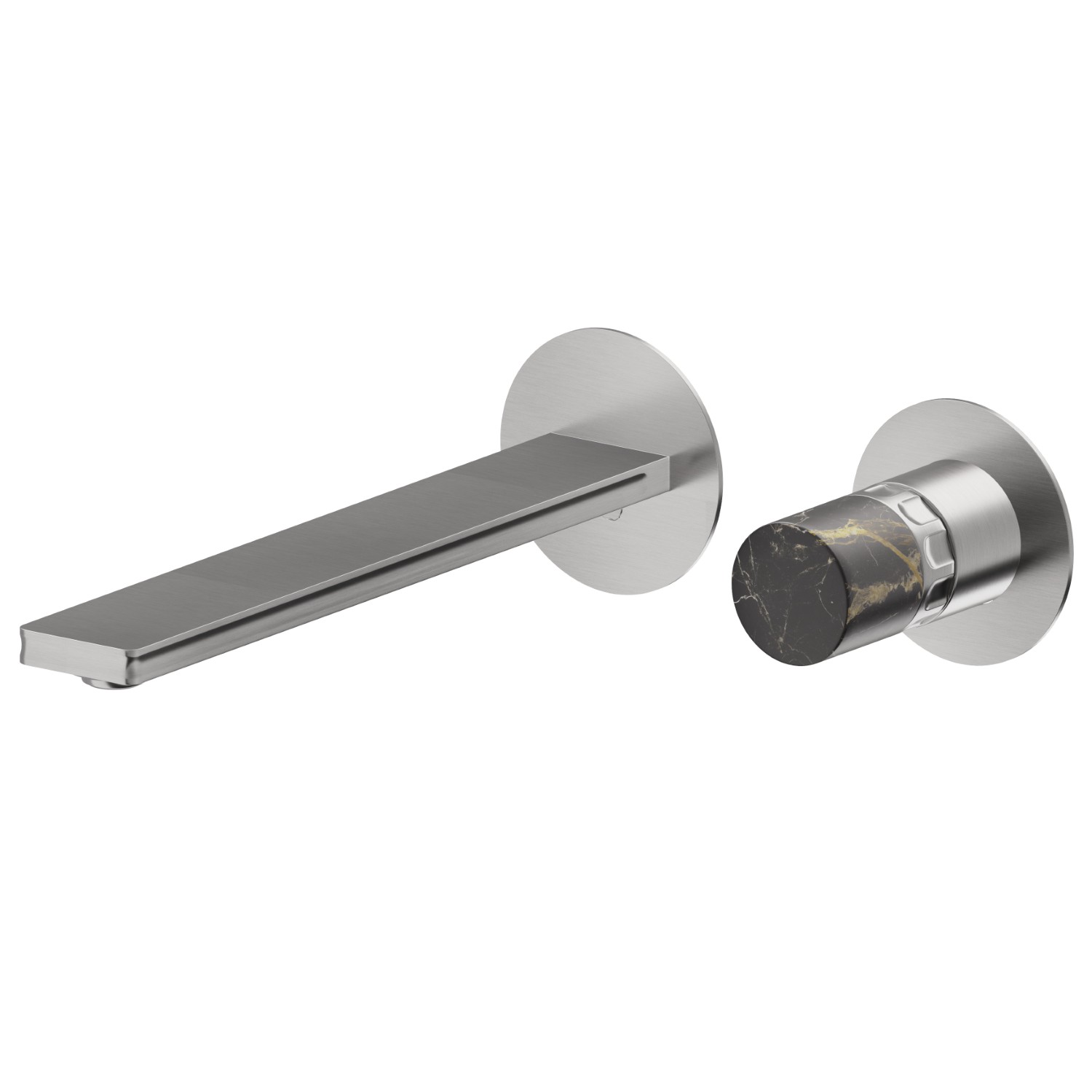 2-hole wall-mounted washbasin group - finish PVD Brushed steel