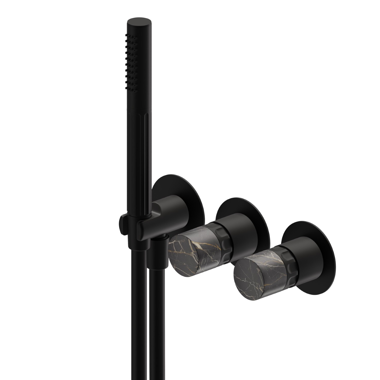 Complete concealed shower group, with shower set and 2 ways out diverter - finish Matt Black