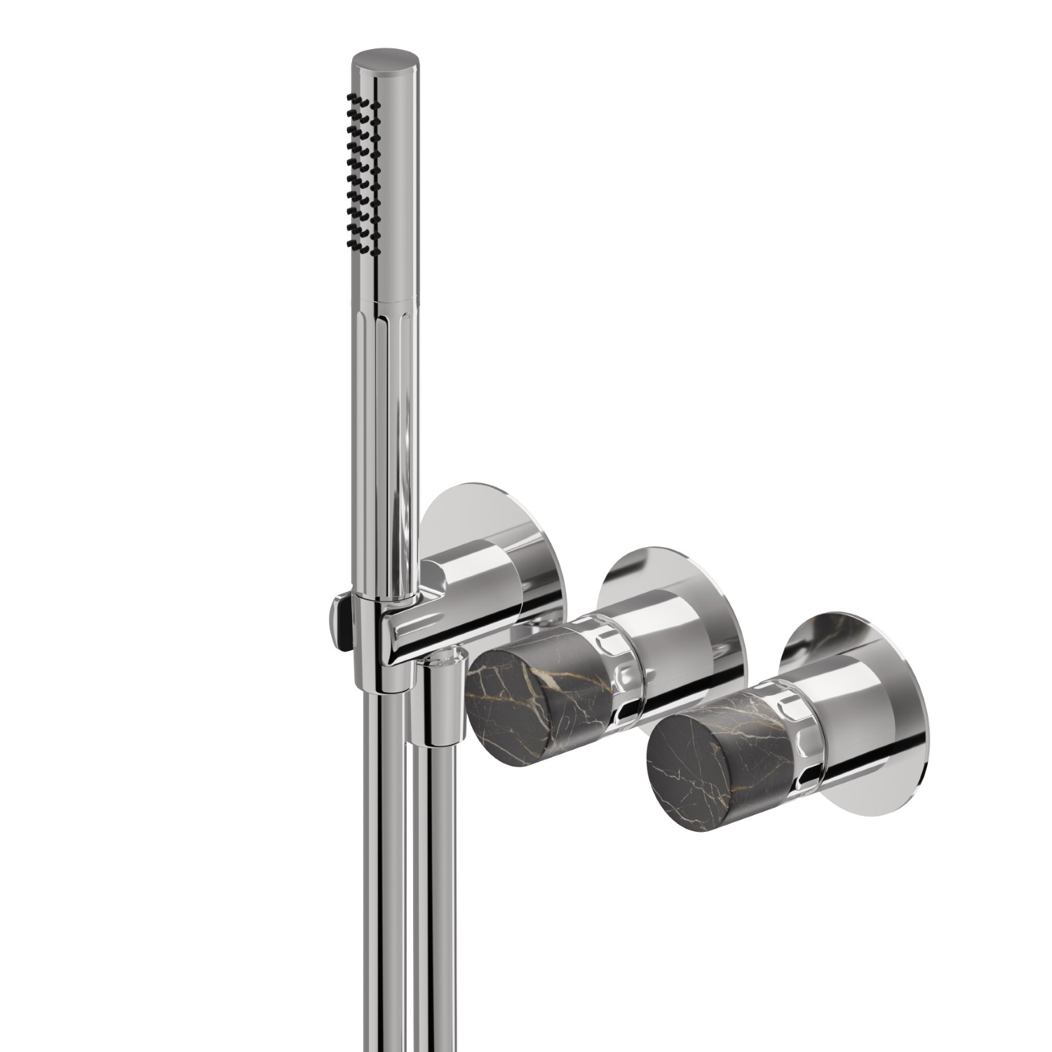 Complete concealed shower group, with shower set and 2 ways out diverter - finish Chrome