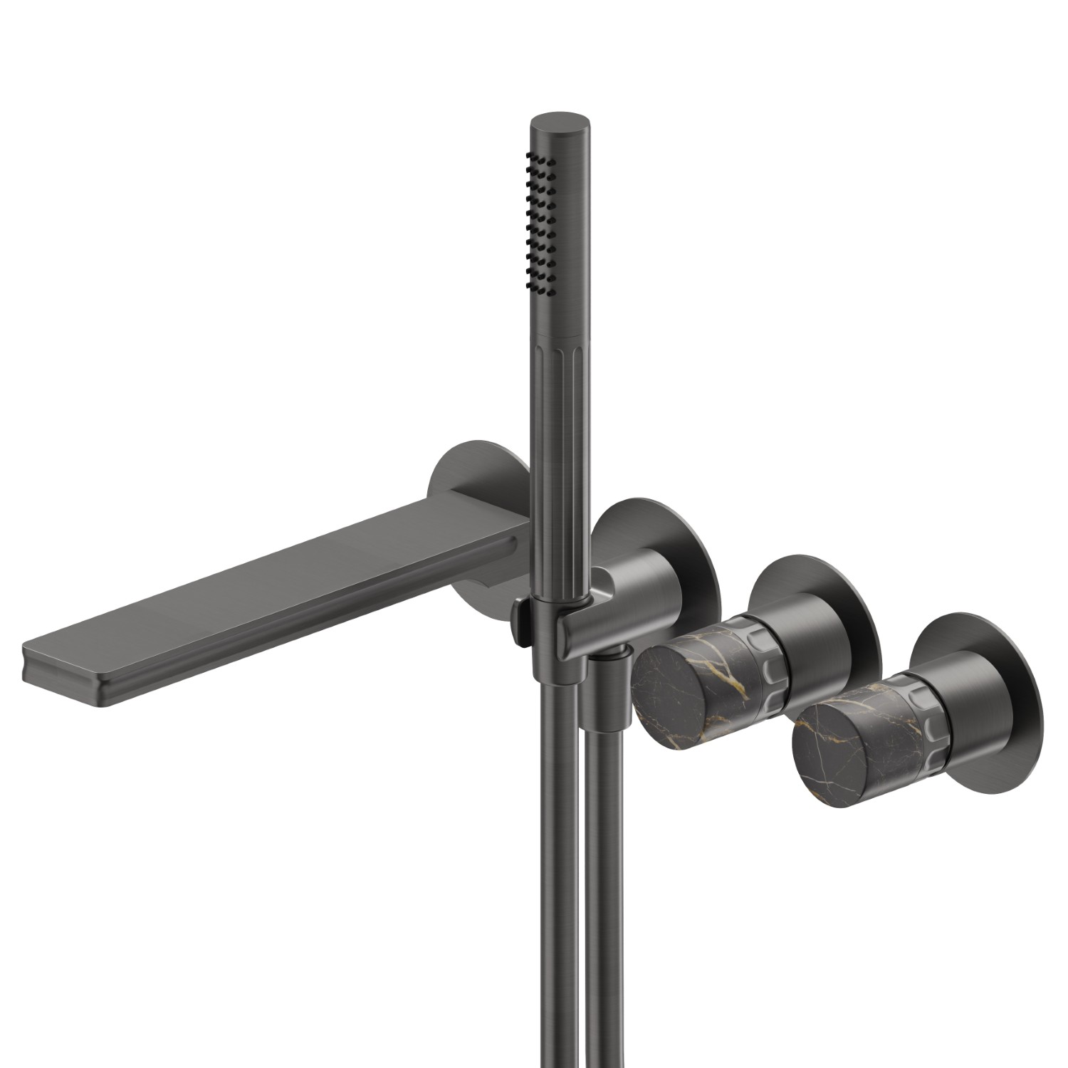 Gruppo vasca a parete - finitura PVD Brushed Gun Metal