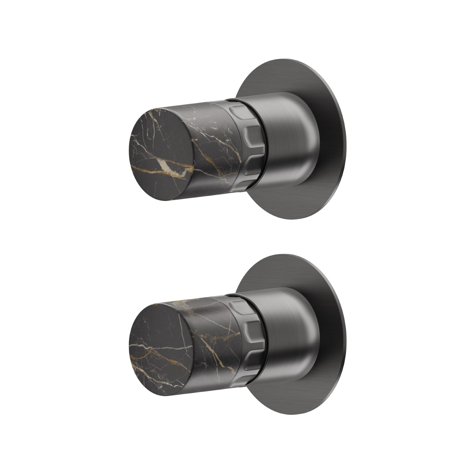 Miscelatore monocomando ad incasso con deviatore meccanico a 2 uscite, ingressi ed uscite da 1/2”. Parte esterna - finitura PVD Brushed Gun Metal