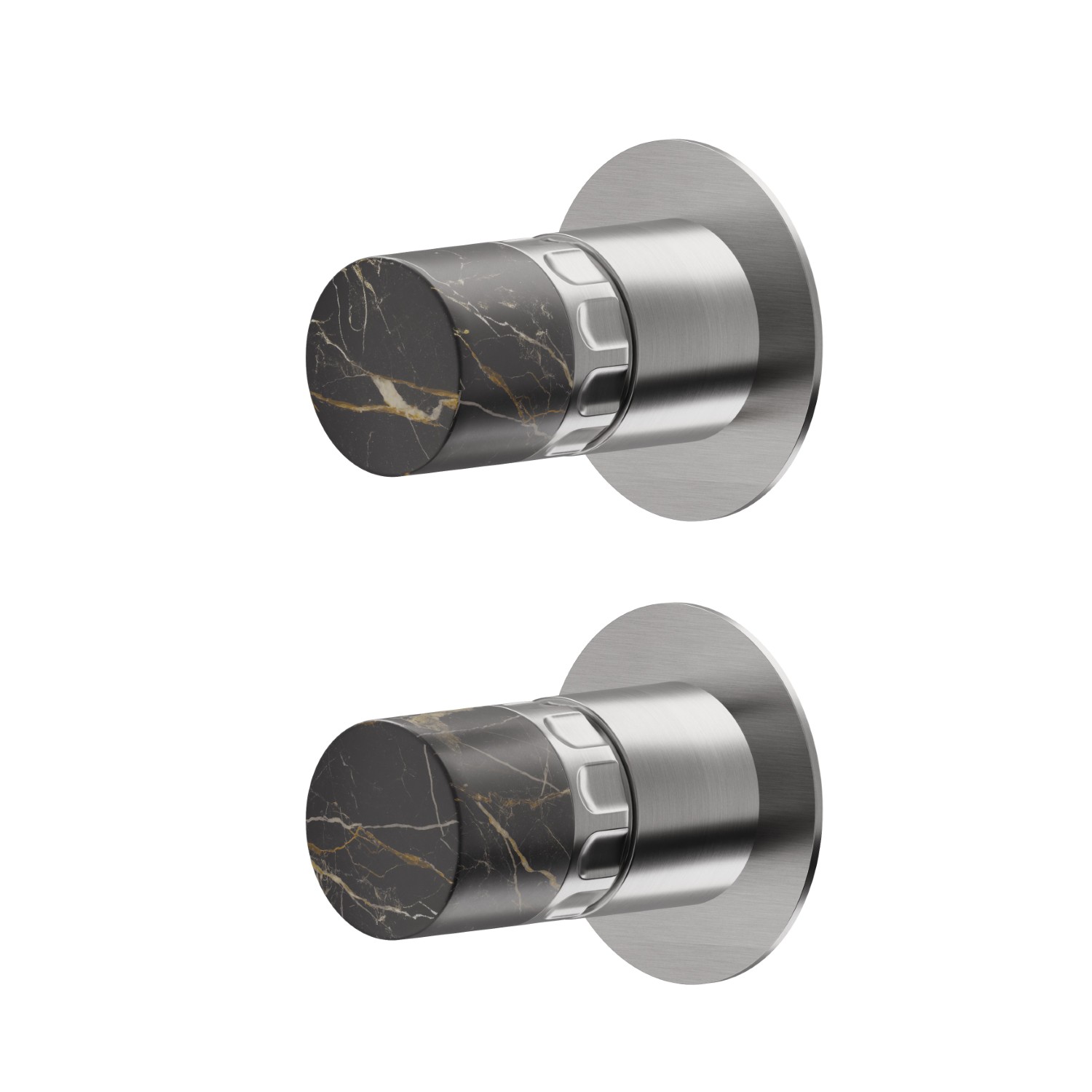 Einbau-einhebelmischer mit mechanischer umstellung mit zwei ausgängen, 1/2” ein- und ausgängen - oberfläche PVD Edelstahl 