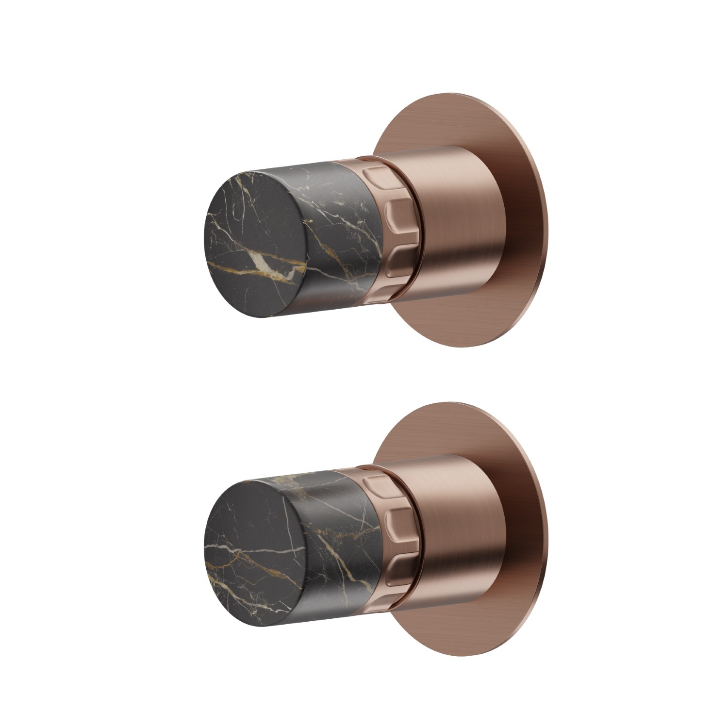 Single lever concealed mixer with 2 ways out mechanical diverter, 1/2” connections.External part - finish PVD Brushed Copper Bronze