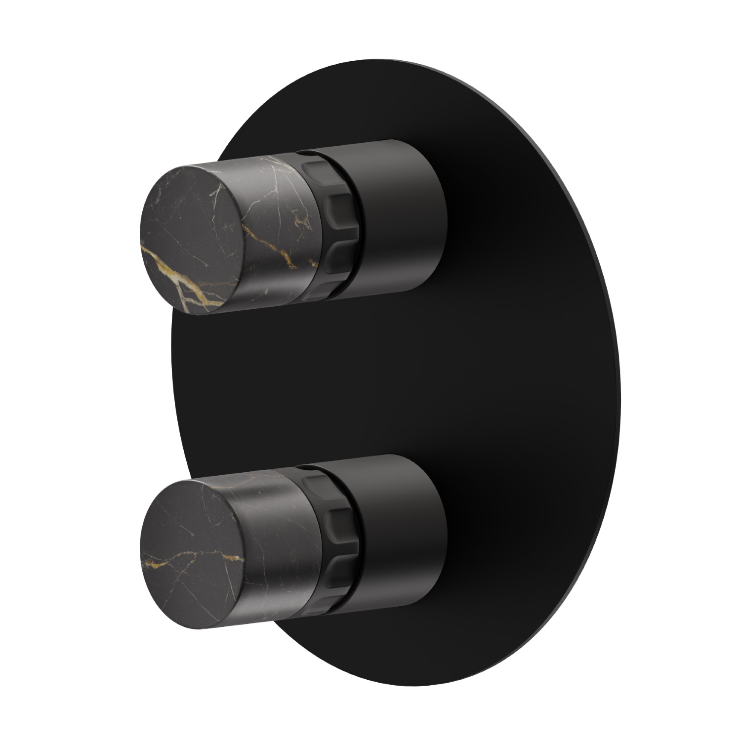 Miscelatore monocomando ad incasso con deviatore meccanico a 2 uscite, ingressi ed uscite da 1/2”. Parte esterna - finitura Nero opaco