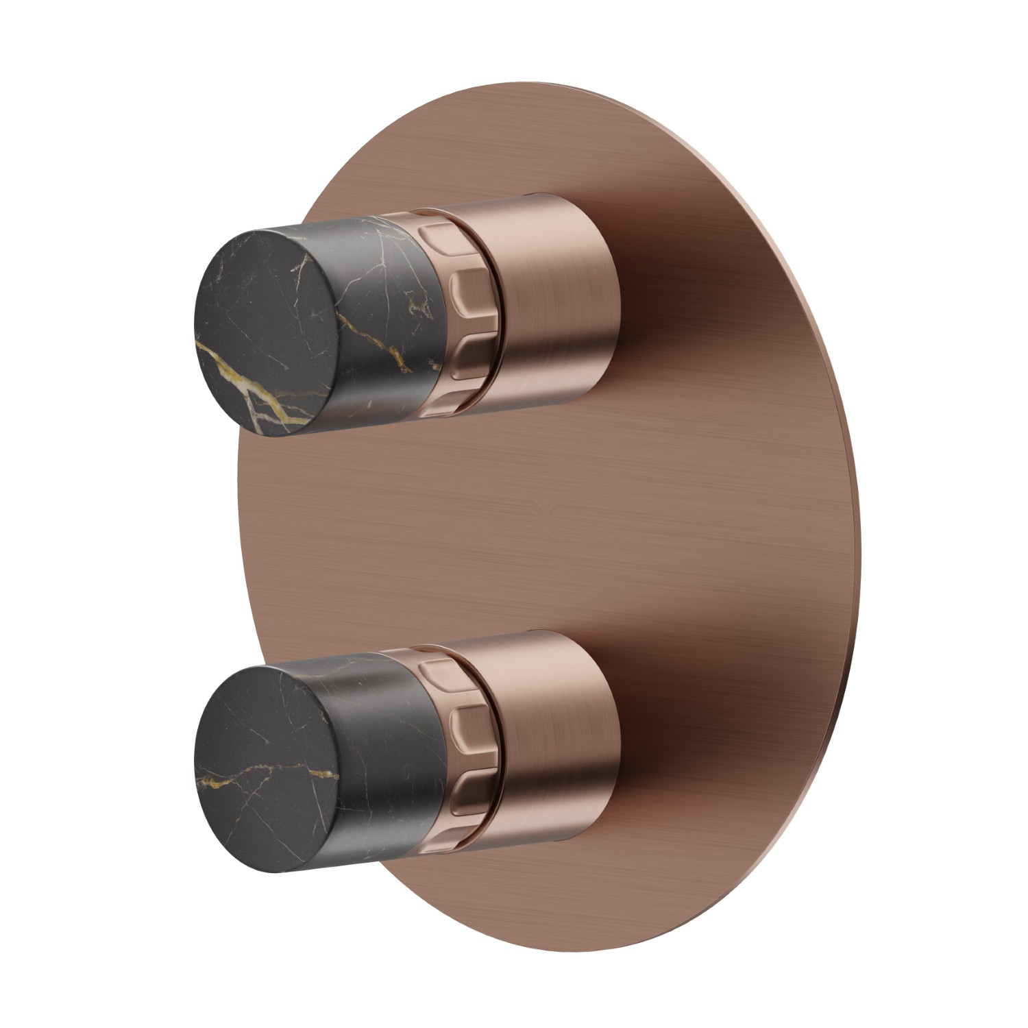 Single lever concealed mixer with 2 ways out mechanical diverter, 1/2” connections.External part - finish PVD Brushed Copper Bronze