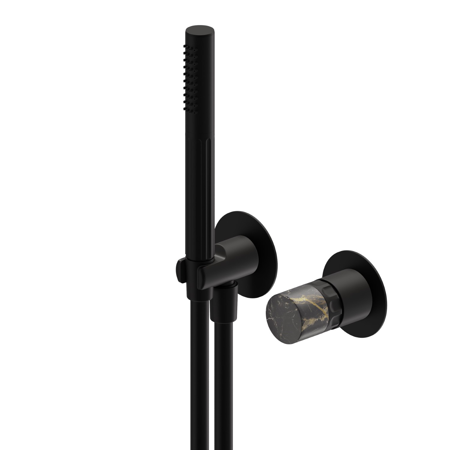 Complete concealed shower group, with shower set and mixer - finish Matt Black