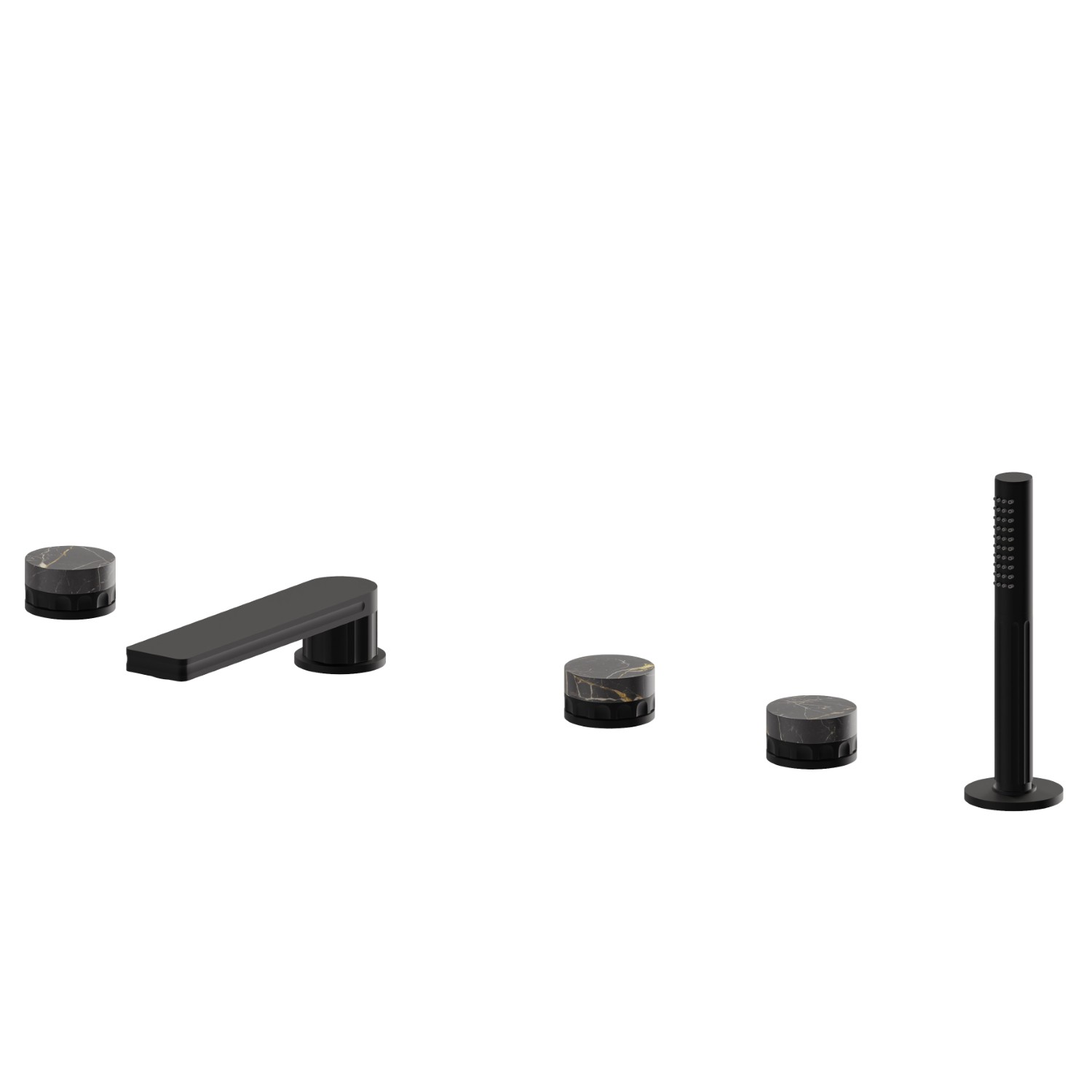 5-hole complete set of deck-mounted mixer - finish Matt Black