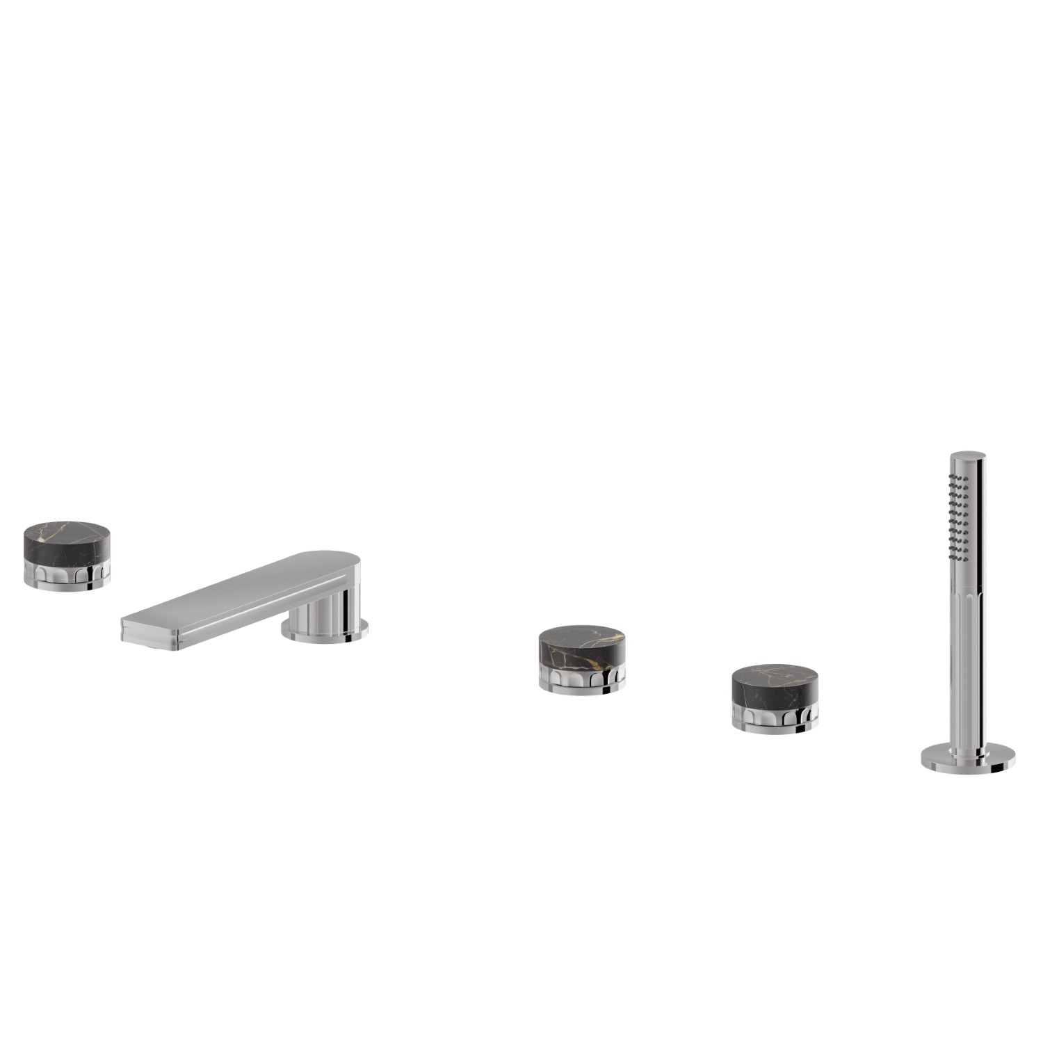 5-hole complete set of deck-mounted mixer - finish Chrome