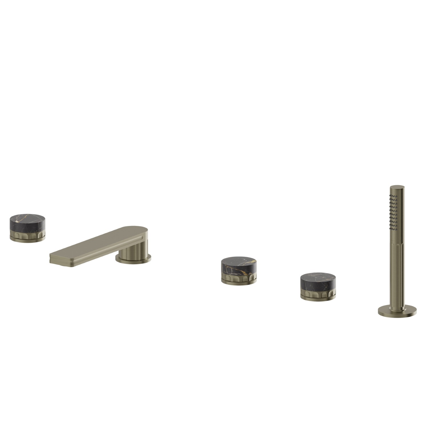 5-hole complete set of deck-mounted mixer - finish PVD Brushed Pale Gold