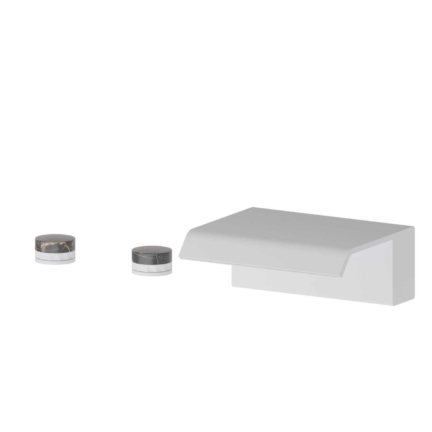 Deck-mounted set with waterfall spout - finish Matt White