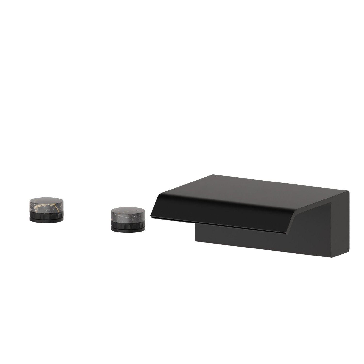 Deck-mounted set with waterfall spout - finish Matt Black