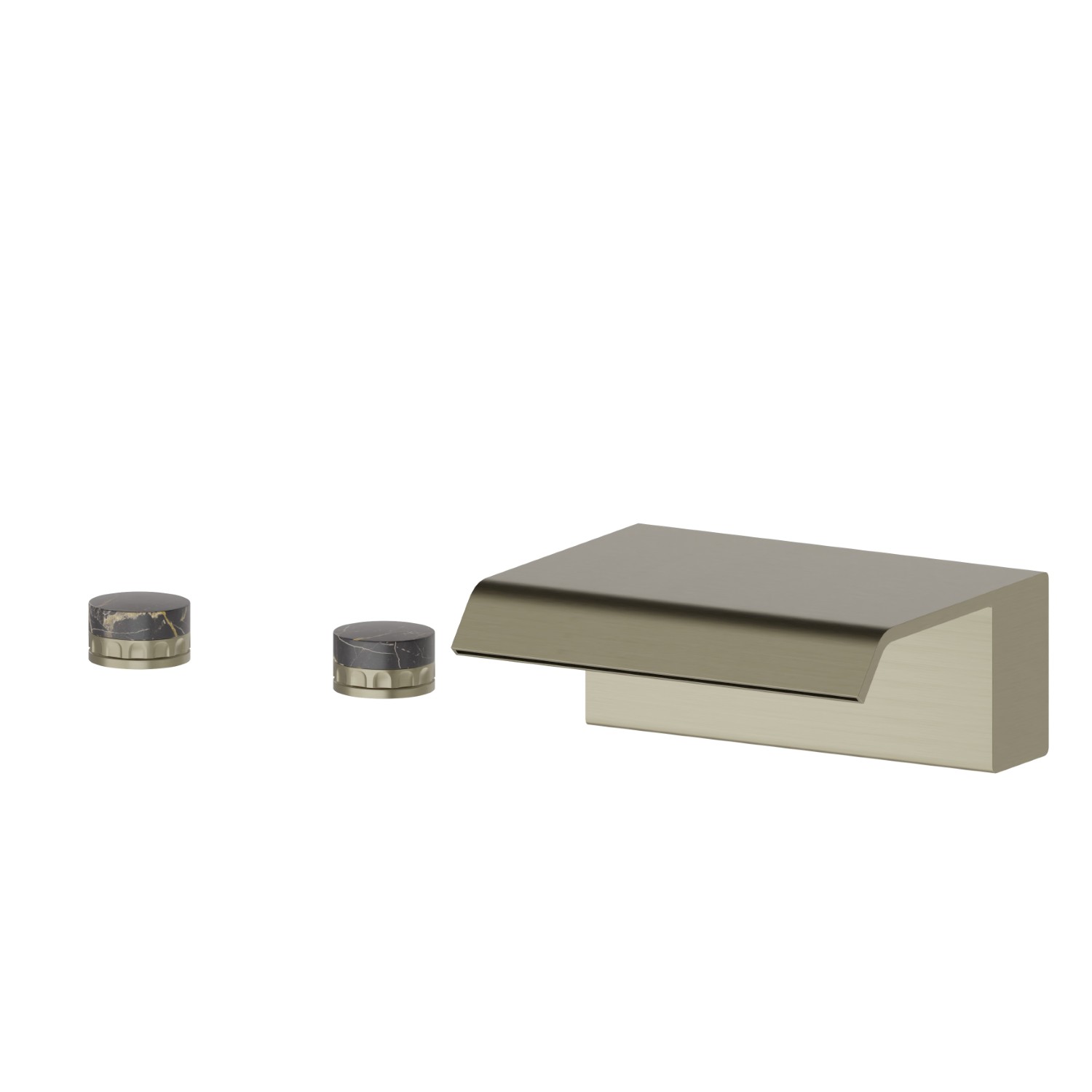 Deck-mounted set with waterfall spout - finish PVD Brushed Pale Gold