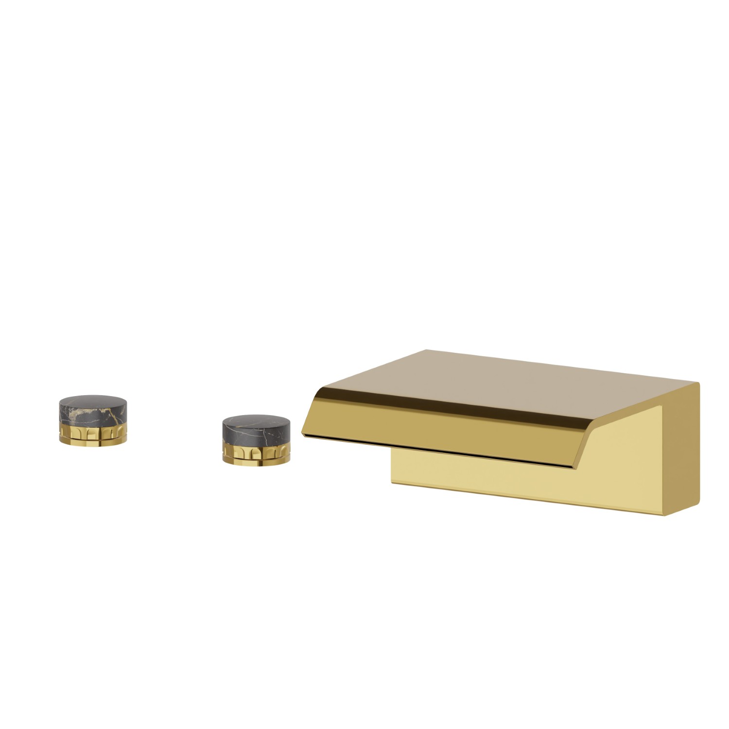 Deck-mounted set with waterfall spout - finish PVD Glossy Gold