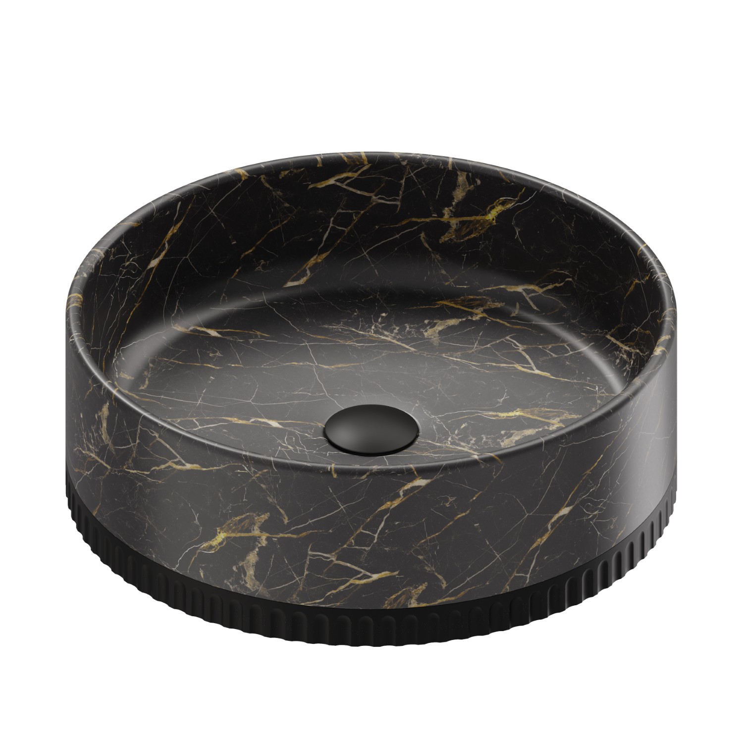 Lavabo à poser en marbre noir Saint Laurent, doté de bonde avec bouchon en finition - finition Matt Black