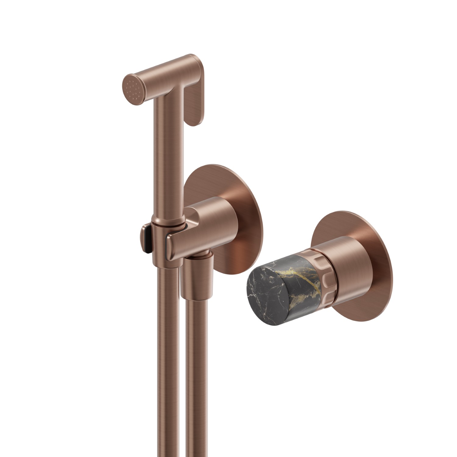 Single lever mixer, hot and cold water, for personal hygiene and toilet. External part - finish PVD Brushed Copper Bronze