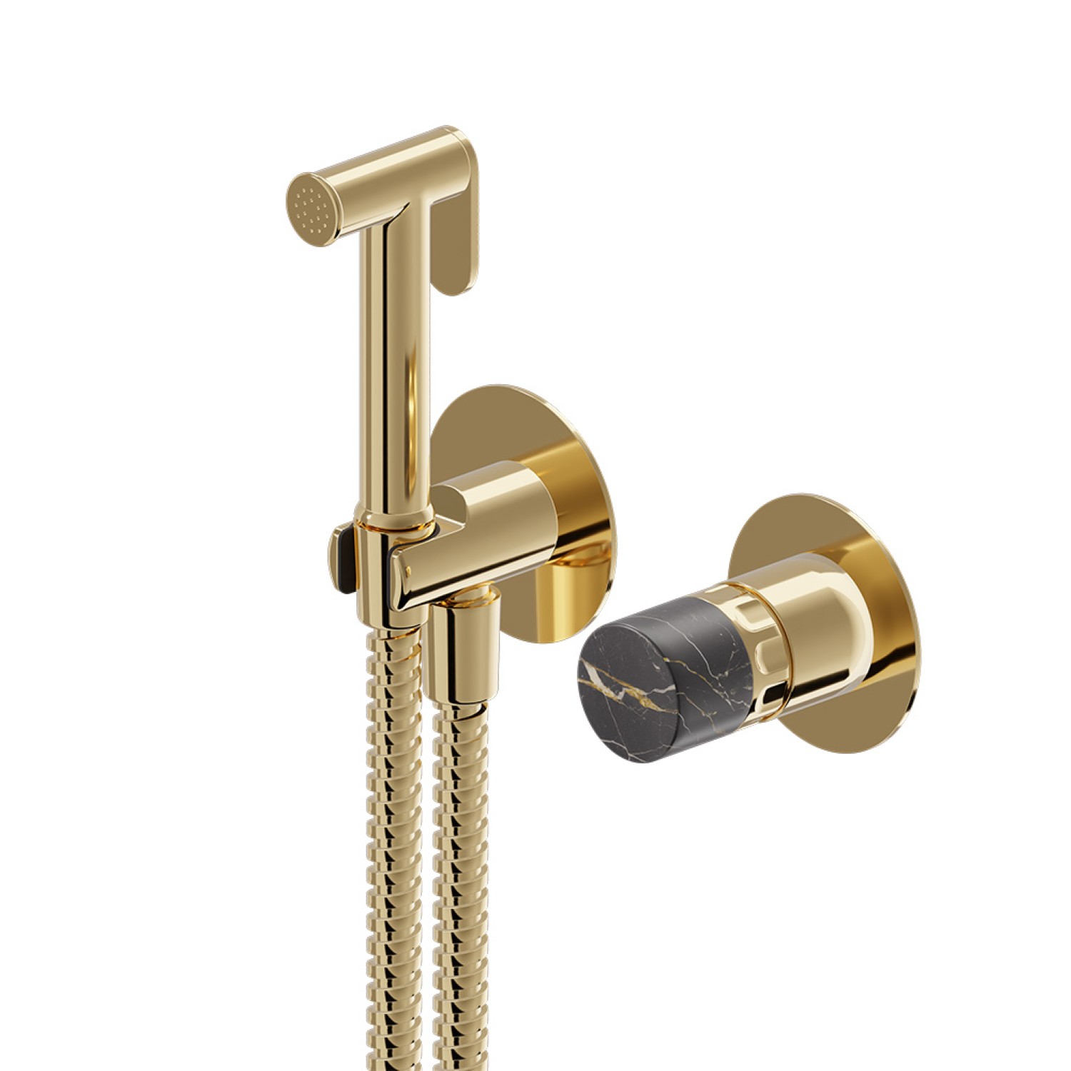 Einhebelmischer, warmes und kaltes wasser, für die intimhygiene und toilette. Außenteil - oberfläche PVD Glossy Gold