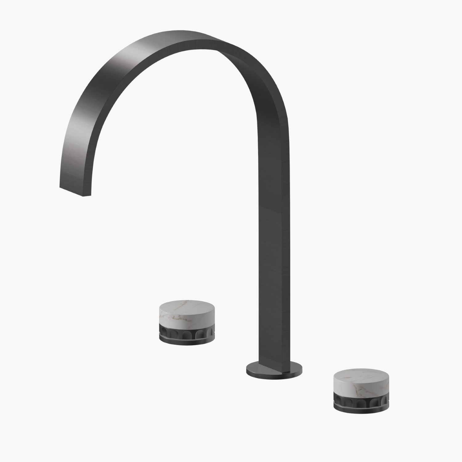 Mélangeur 3 trous de lavabo. Têtes céramique 1/2”.  - finition PVD Brushed Gun Metal