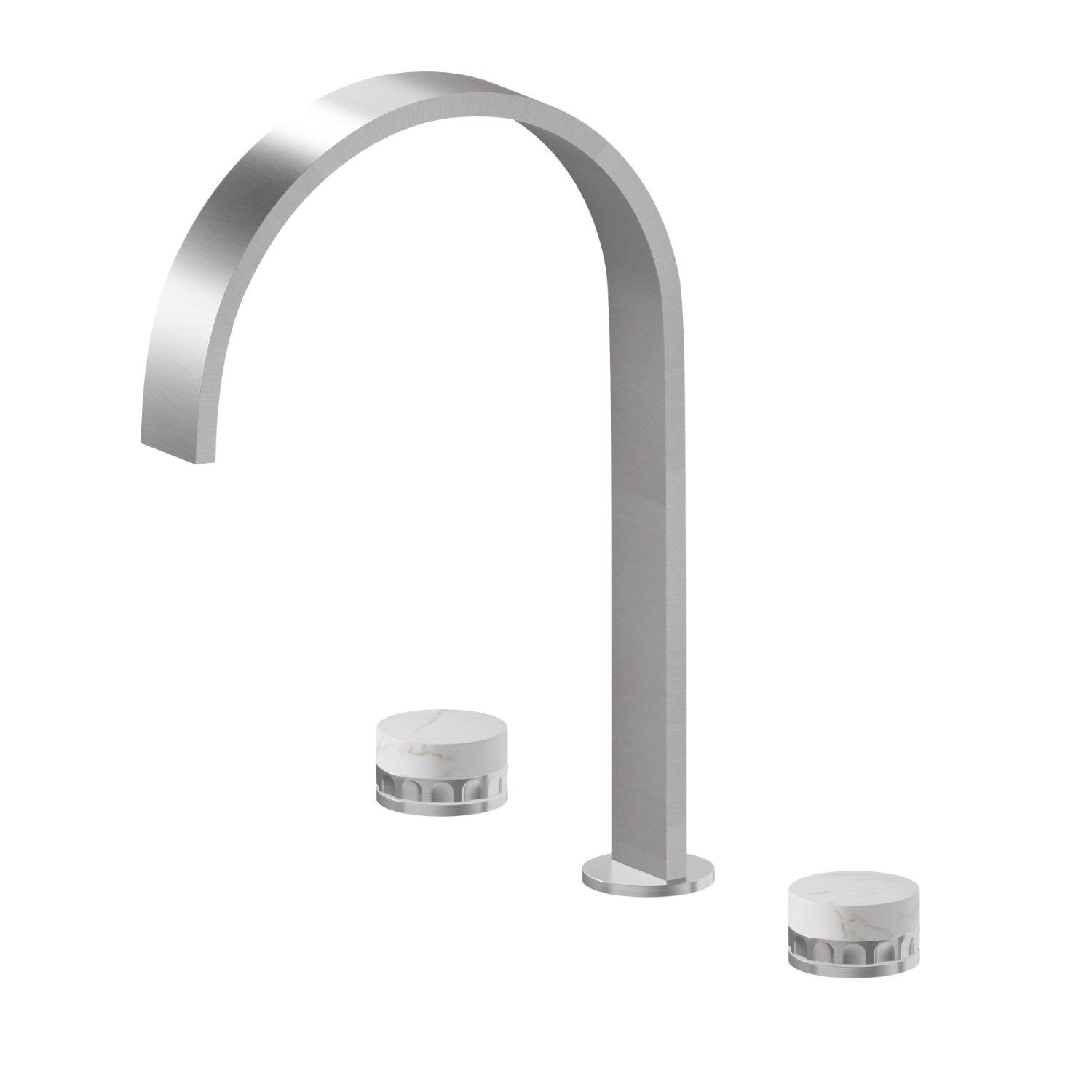 3-hole basin group. 1/2” T piece - finish PVD Brushed steel