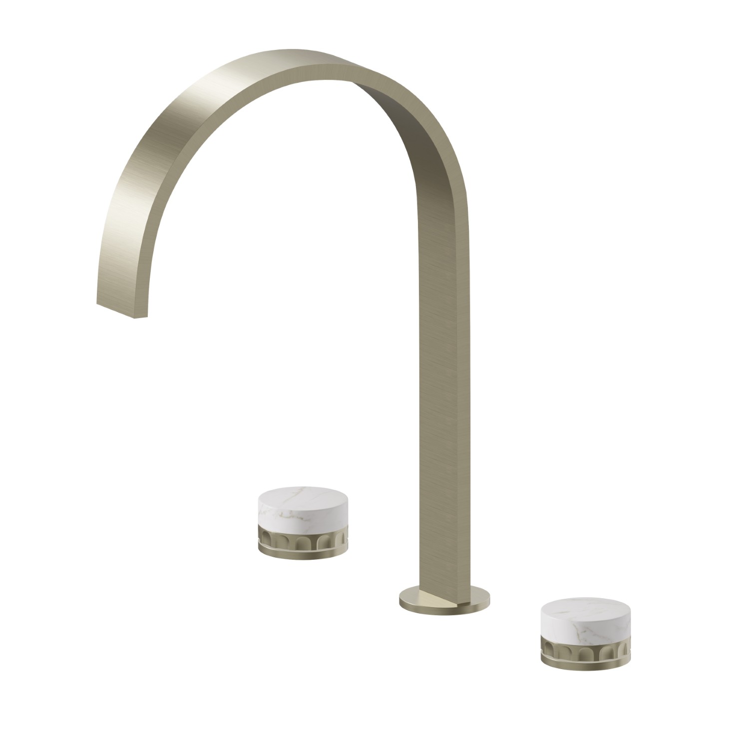 3-Loch-Waschtischarmatur. 1/2” flacher Anschluss - oberfläche PVD  Pale Gold gebürstet