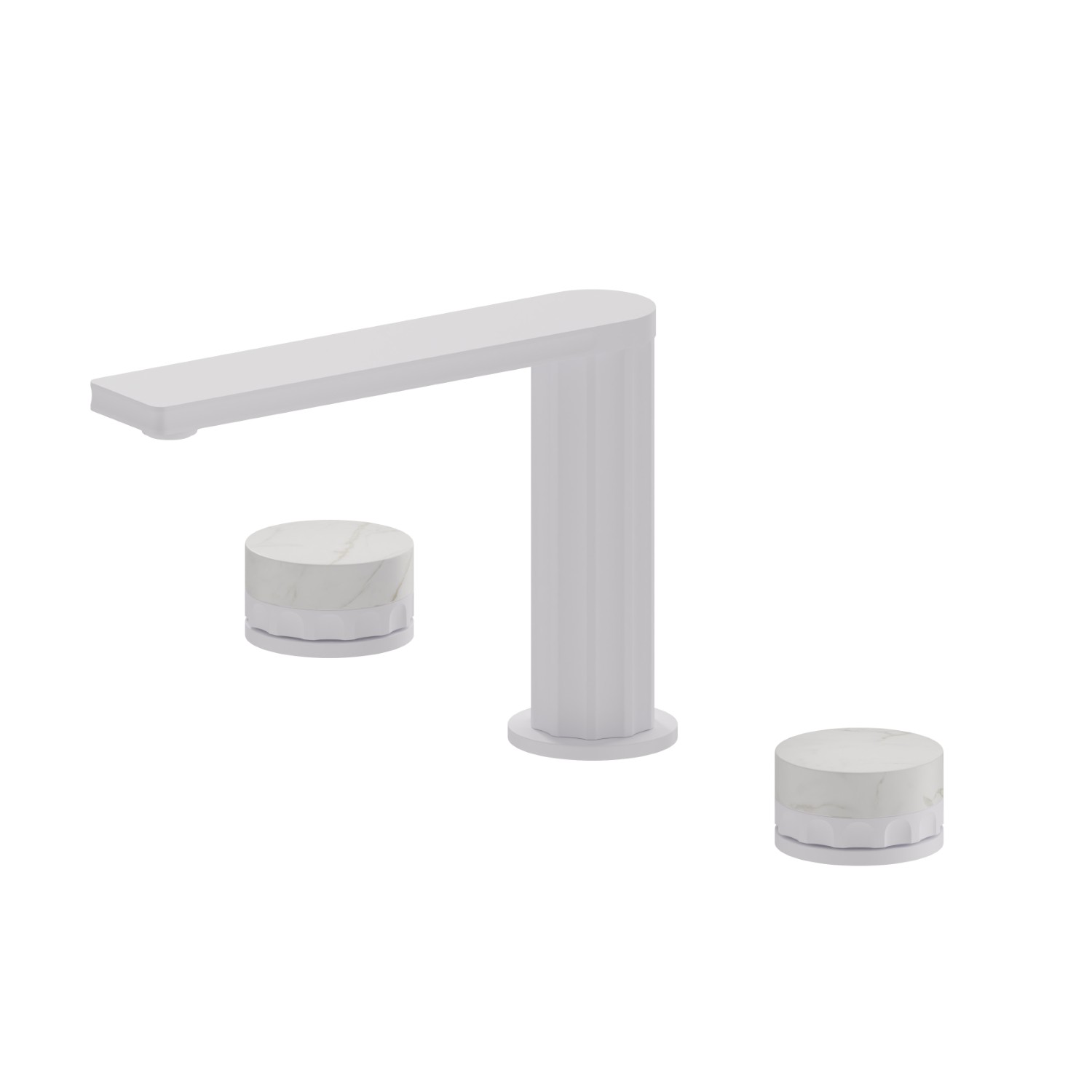 Gruppo lavabo 3 fori. Attacco piantana da 1/2” - finitura Bianco opaco