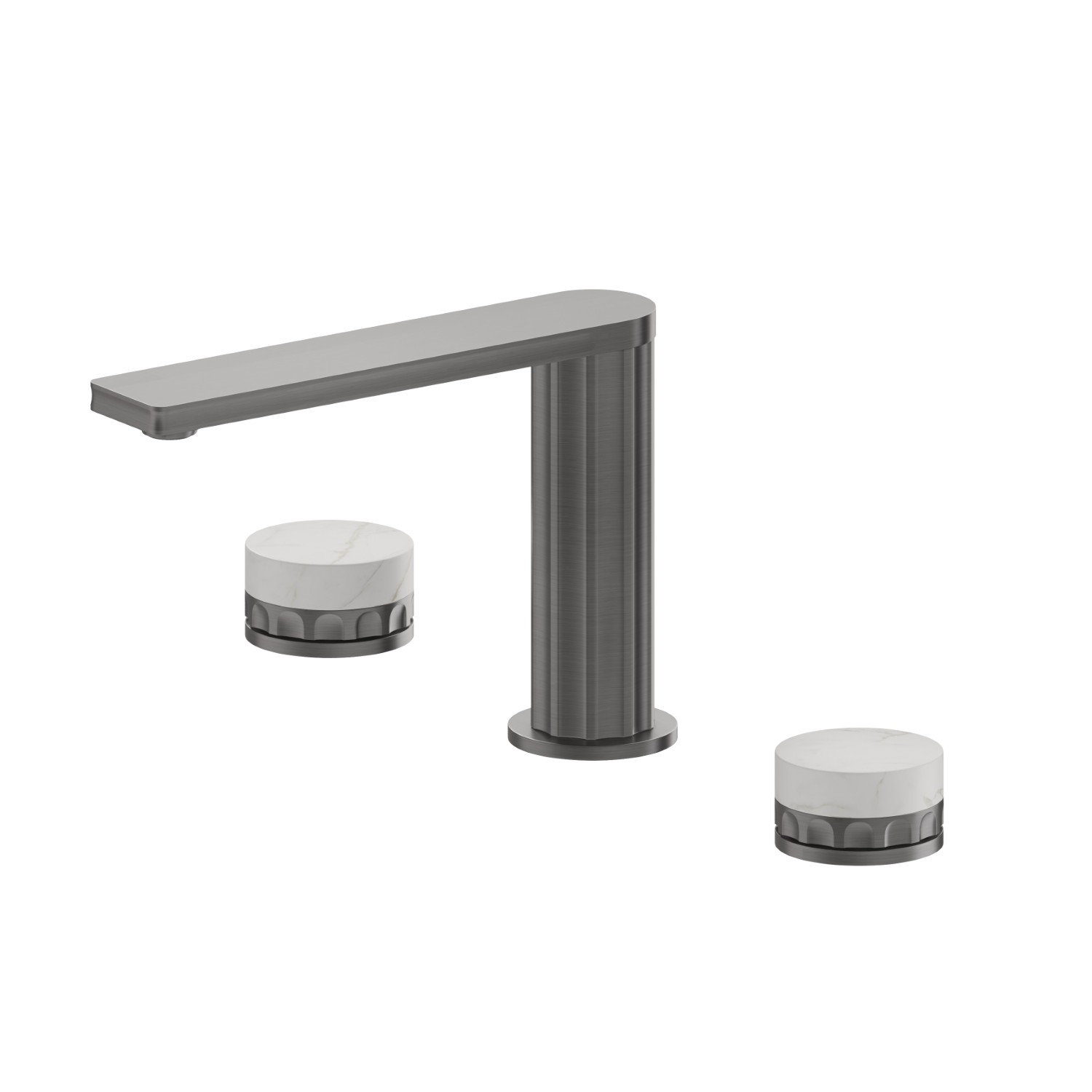 Mélangeur 3 trous de lavabo. Têtes céramique 1/2”.  - finition PVD Brushed Gun Metal