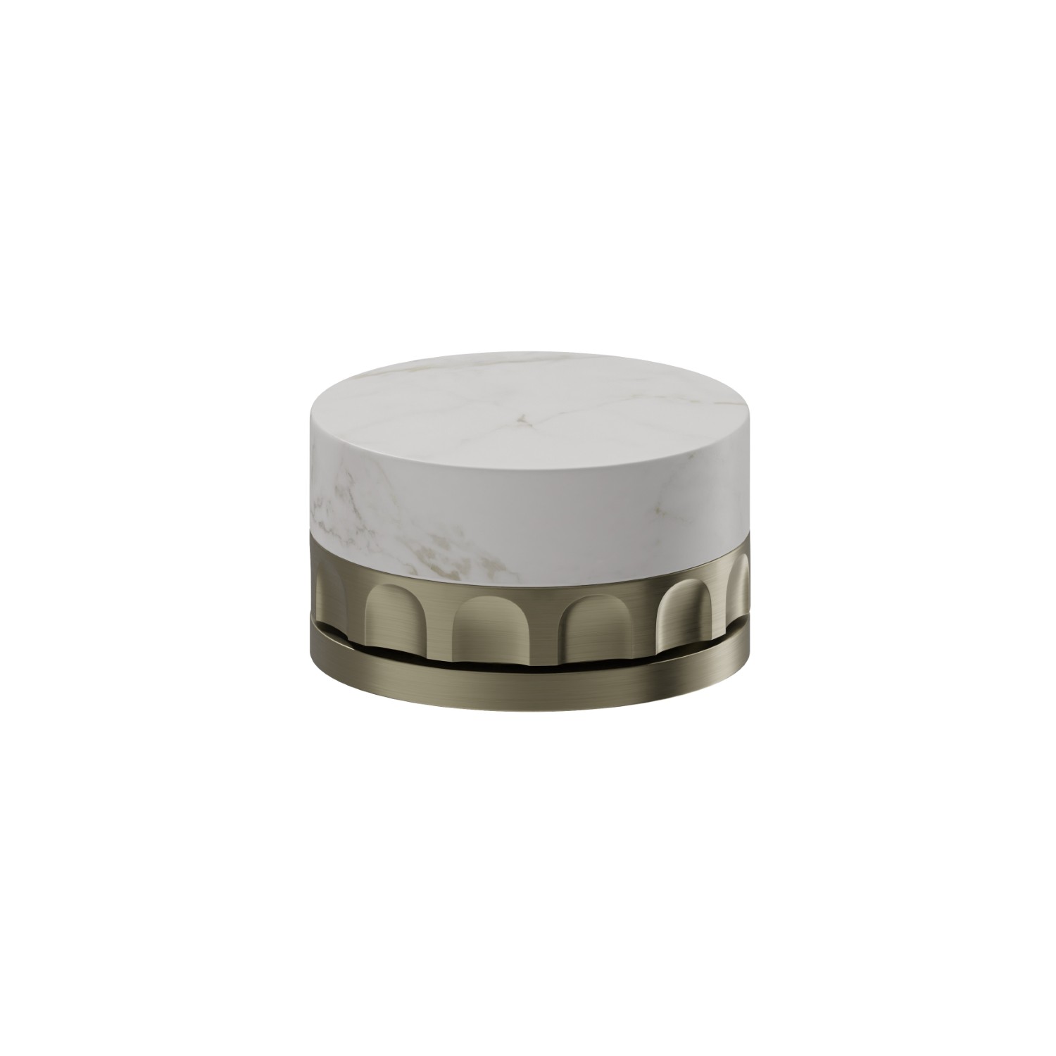Mitigeur sur pied pour baignoire ilôt, prise d’eau au sol corps d’alimentation, flexible et douchette - finition PVD Brushed Pale Gold