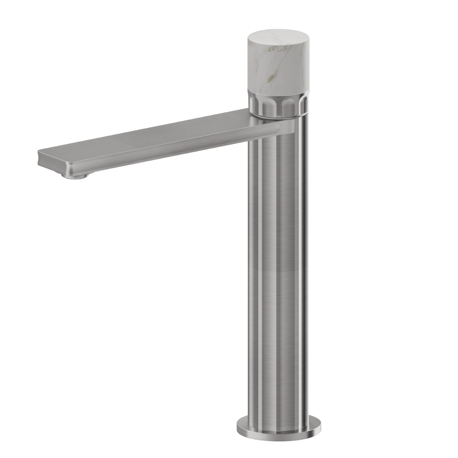 Single lever mixer, medium version for above counter basin - finish PVD Brushed steel