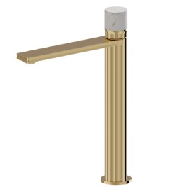 Single lever basin mixer, high version, for above counter basin - finish PVD Glossy Gold