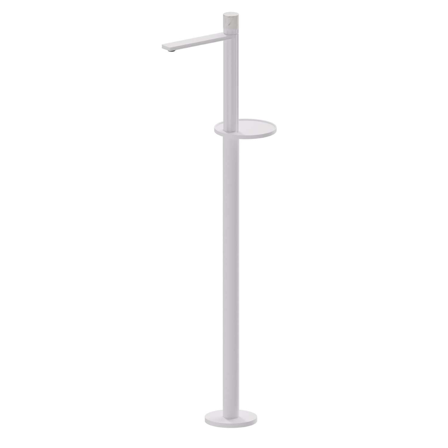 Single lever basin mixer with floor pillar union - finish Matt White