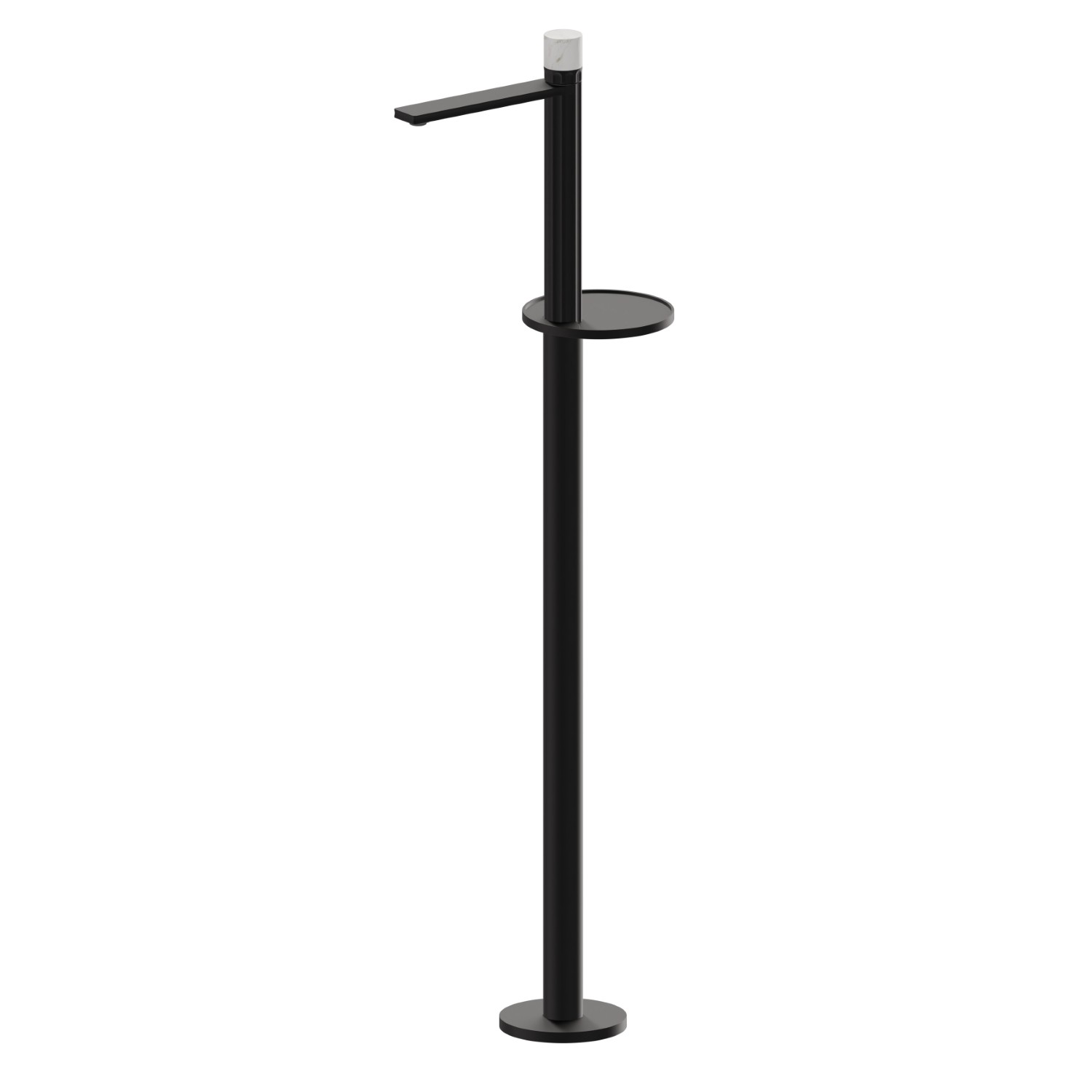 Single lever basin mixer with floor pillar union - finish Matt Black