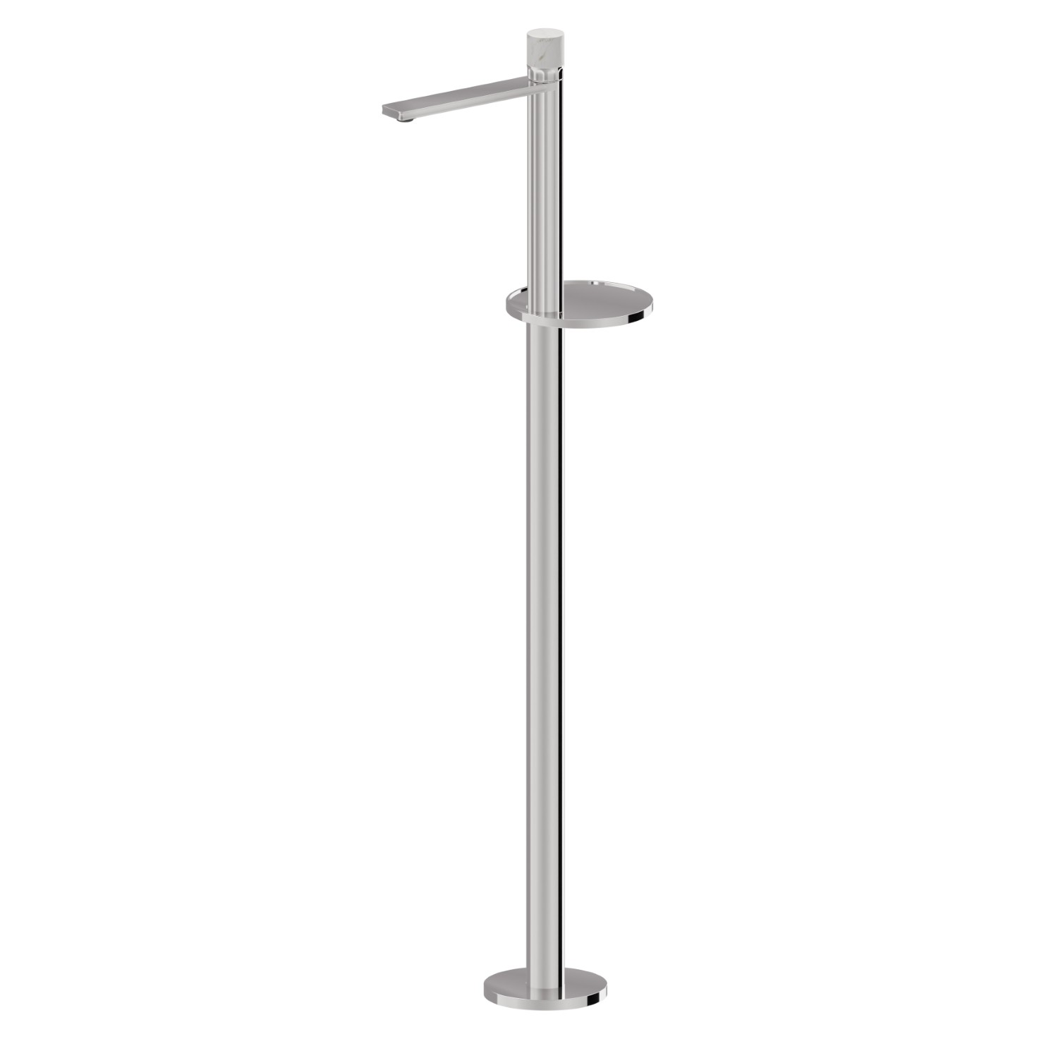 Single lever basin mixer with floor pillar union - finish Chrome