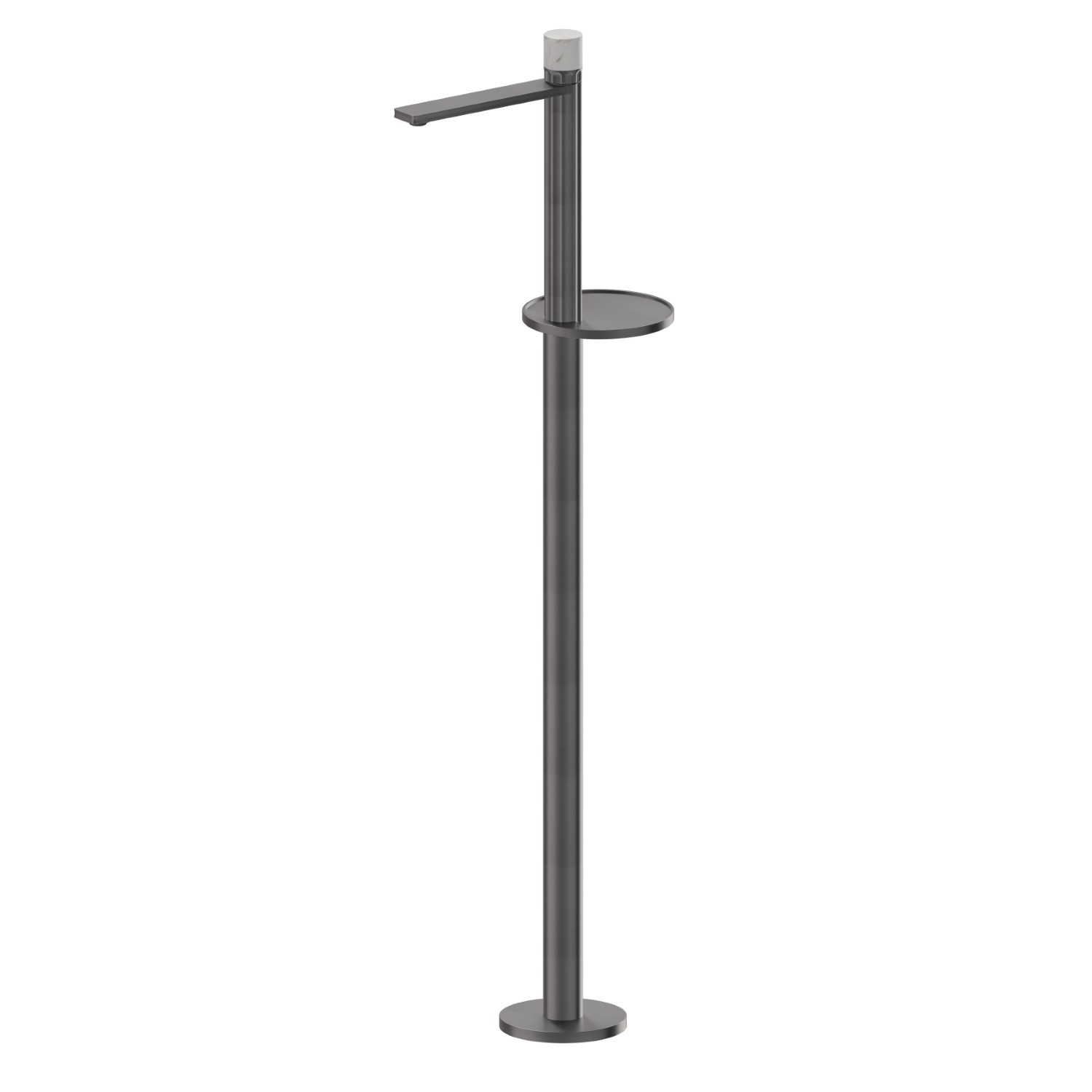 Single lever basin mixer with floor pillar union - finish PVD Brushed Gun Metal