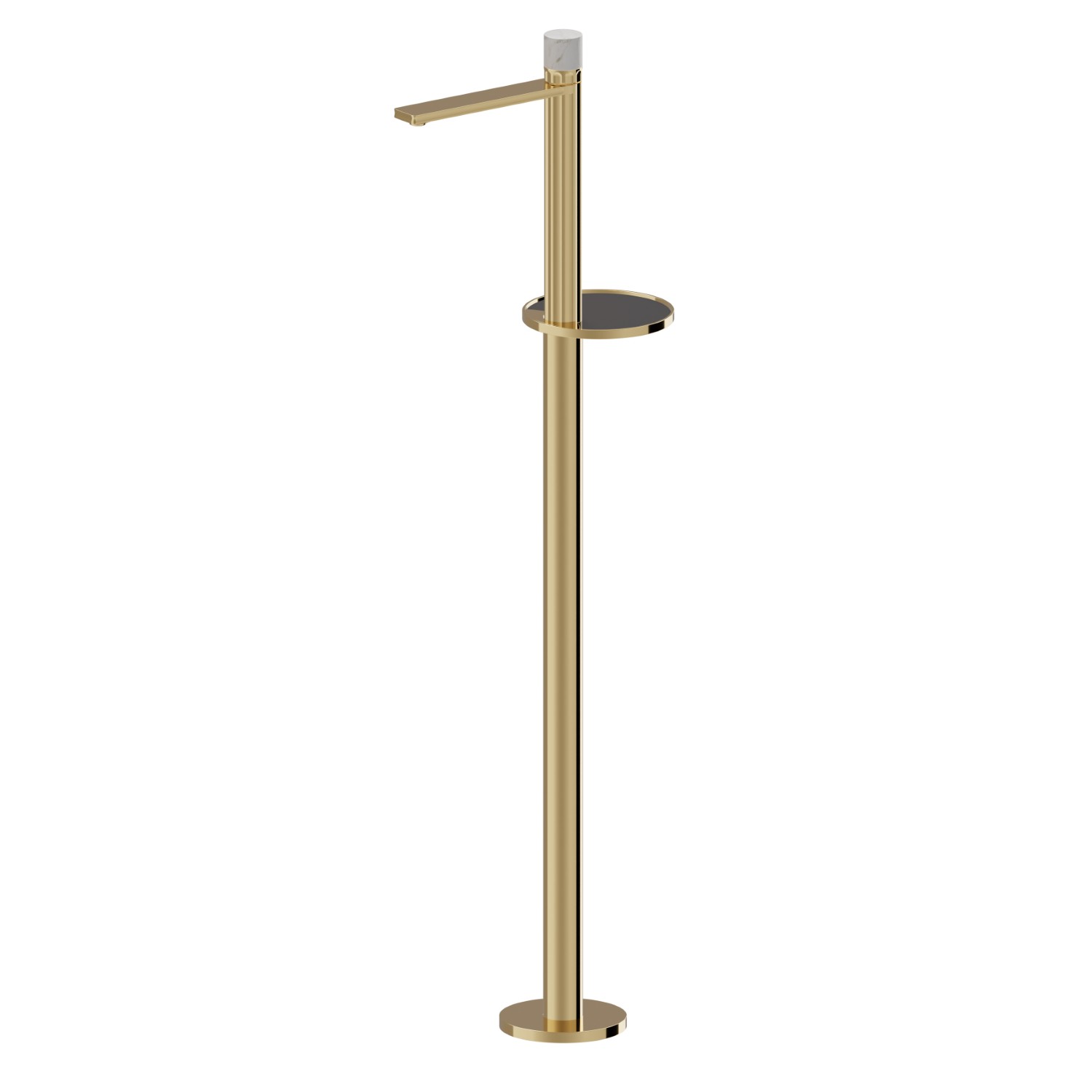 Single lever basin mixer with floor pillar union - finish PVD Glossy Gold