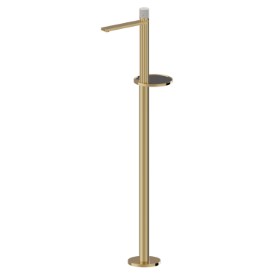 Single lever basin mixer with floor pillar union - finish PVD Glossy Gold
