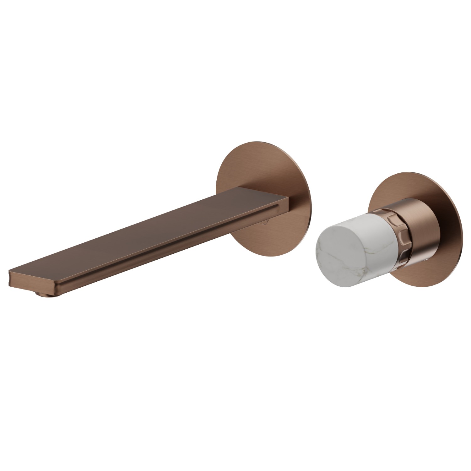 Gruppo lavabo 2 fori a parete - finitura PVD Brushed Copper Bronze