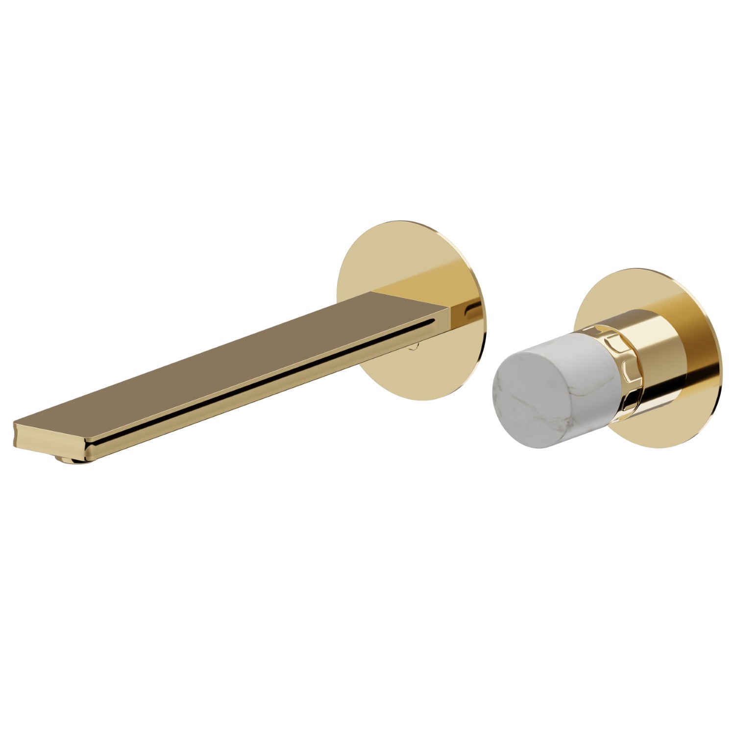 Gruppo lavabo 2 fori a parete - finitura PVD Glossy Gold