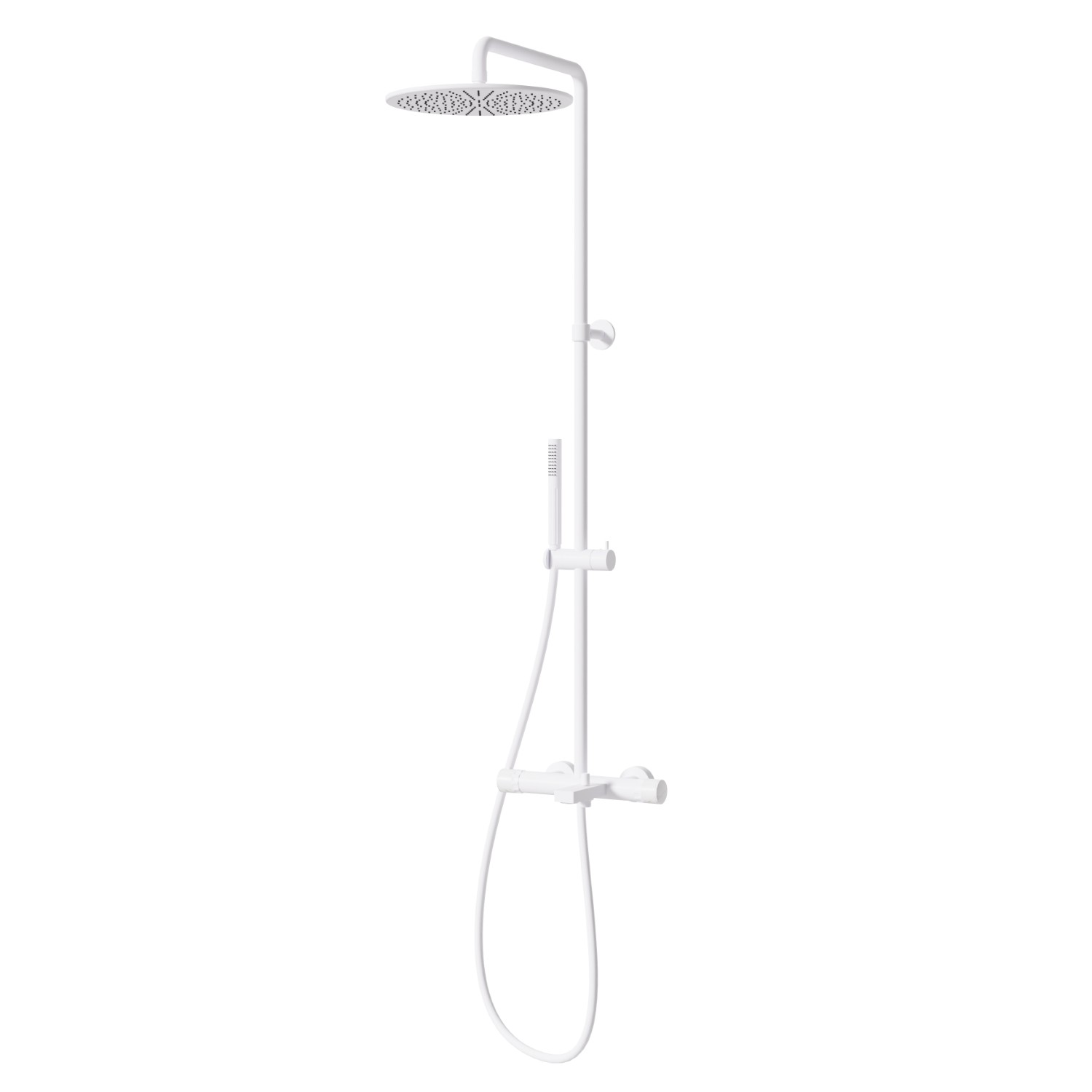 Cold body bath column with external thermostatic mixer with diverter,
head and shower - finish Matt White