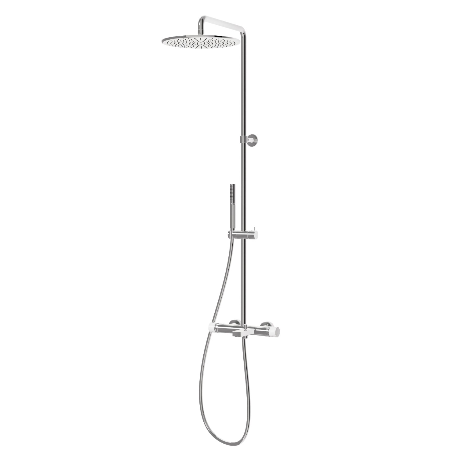 Cold body bath column with external thermostatic mixer with diverter,
head and shower - finish Chrome