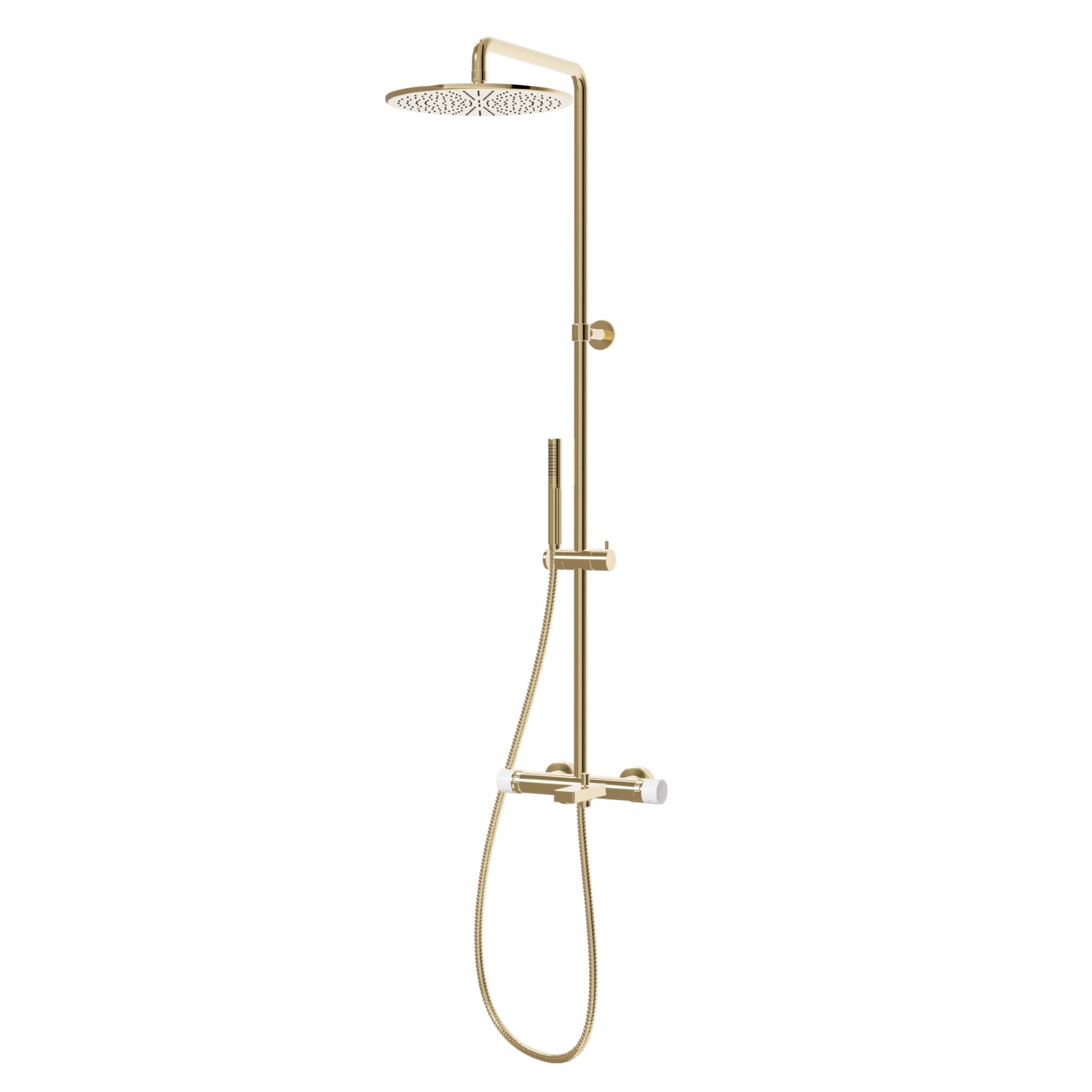 Cold body bath column with external thermostatic mixer with diverter,
head and shower - finish PVD Glossy Gold
