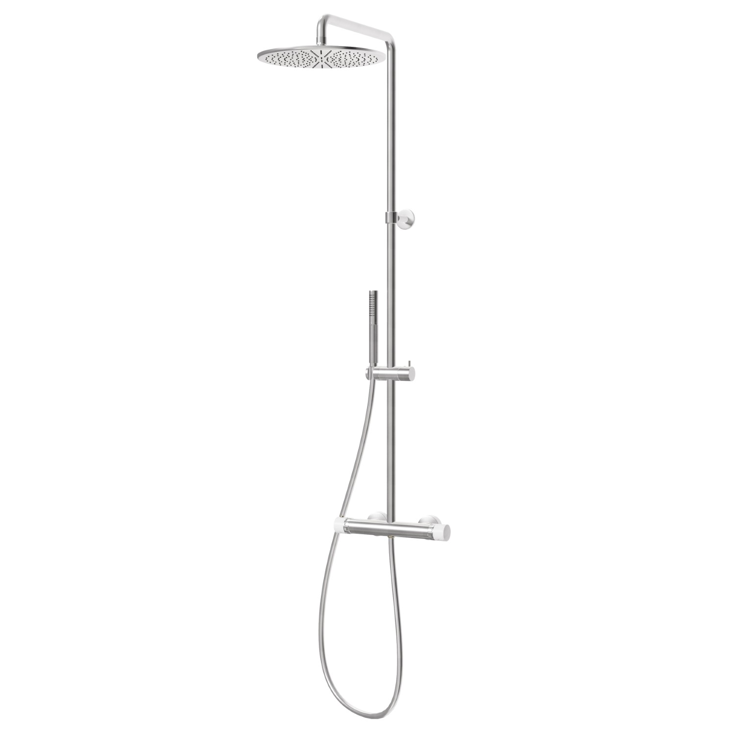 Duschsäule mit kaltem Körper und externem Thermostatmischer
komplett mit Umsteller, Duschkopf und Handbrause - oberfläche PVD Edelstahl 