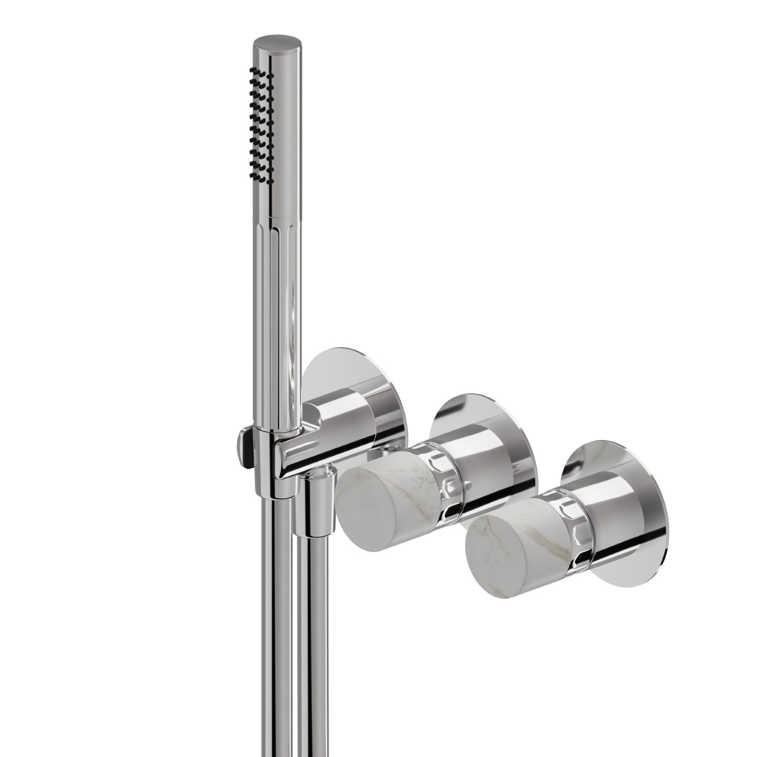 Complete concealed shower group, with shower set and 2 ways out diverter - finish Chrome