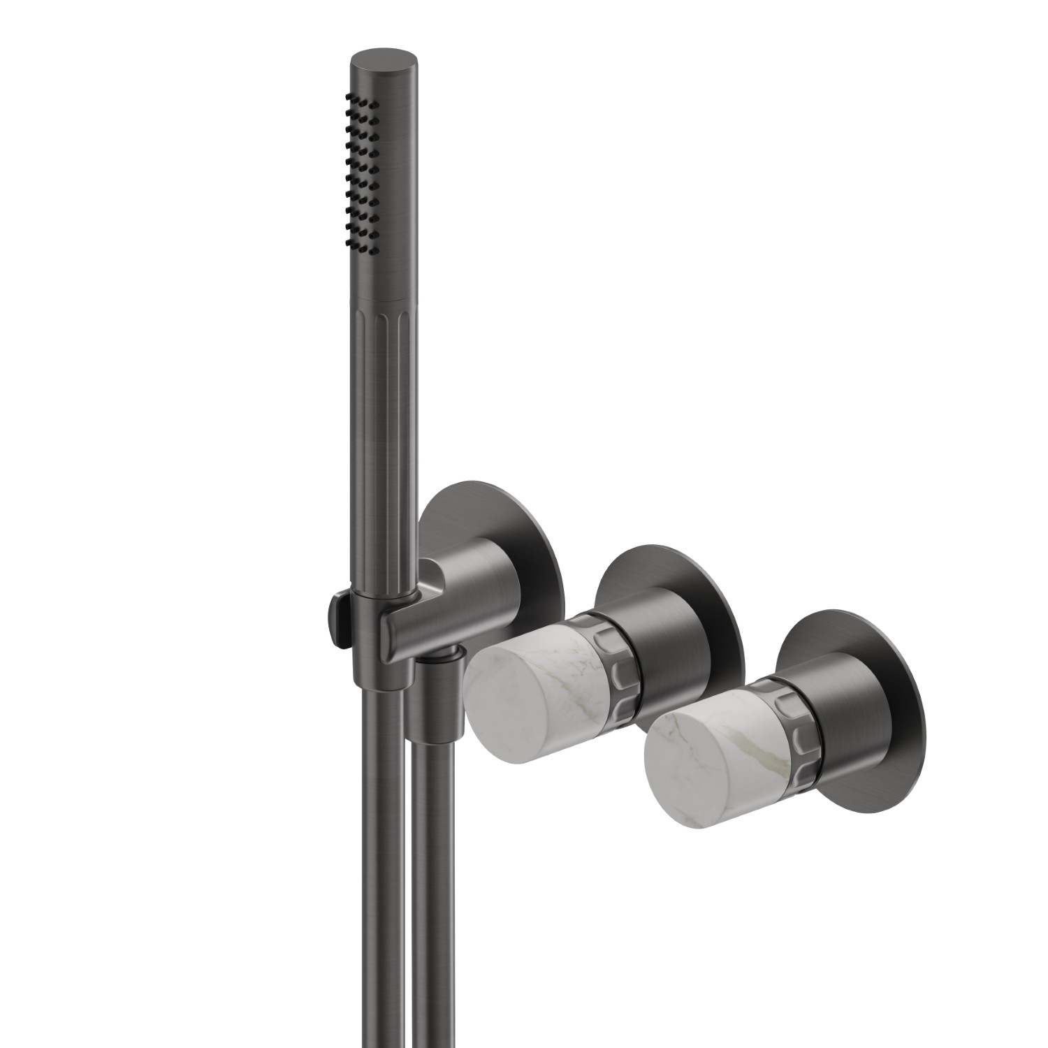 Complete concealed shower group, with shower set and 2 ways out diverter - finish PVD Brushed Gun Metal