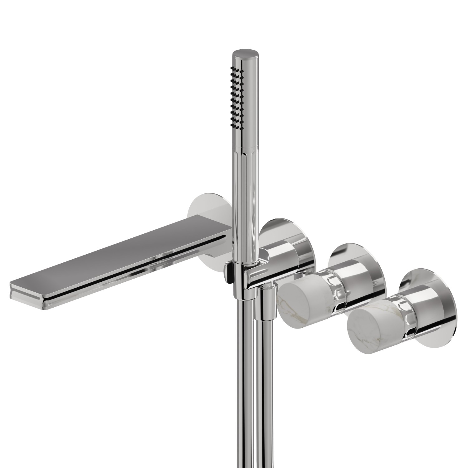 Bath group consisting of: concealed single lever bath mixer with diverter, wall spout and shower set - finish Chrome