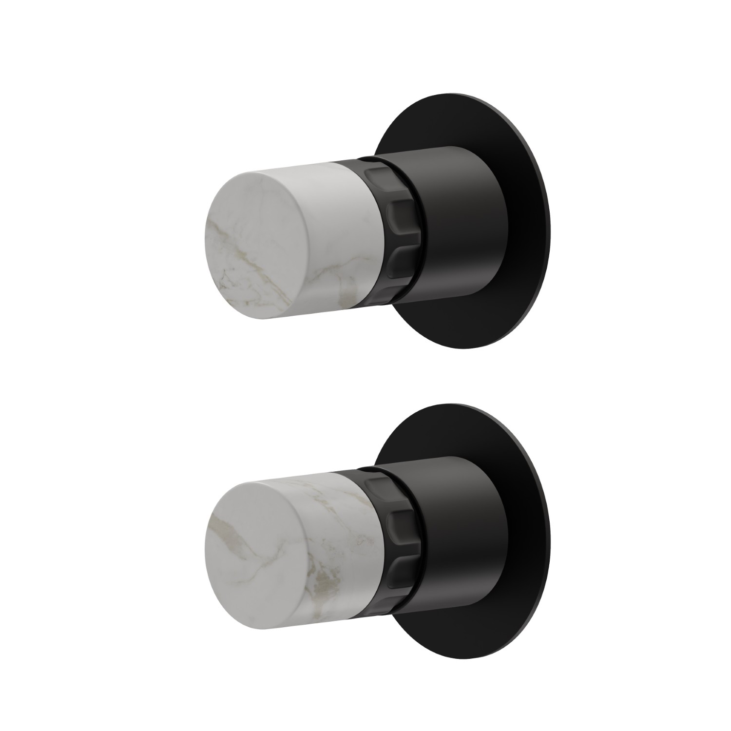 Single lever concealed mixer with 2 ways out mechanical diverter, 1/2” connections External part - finish Matt Black