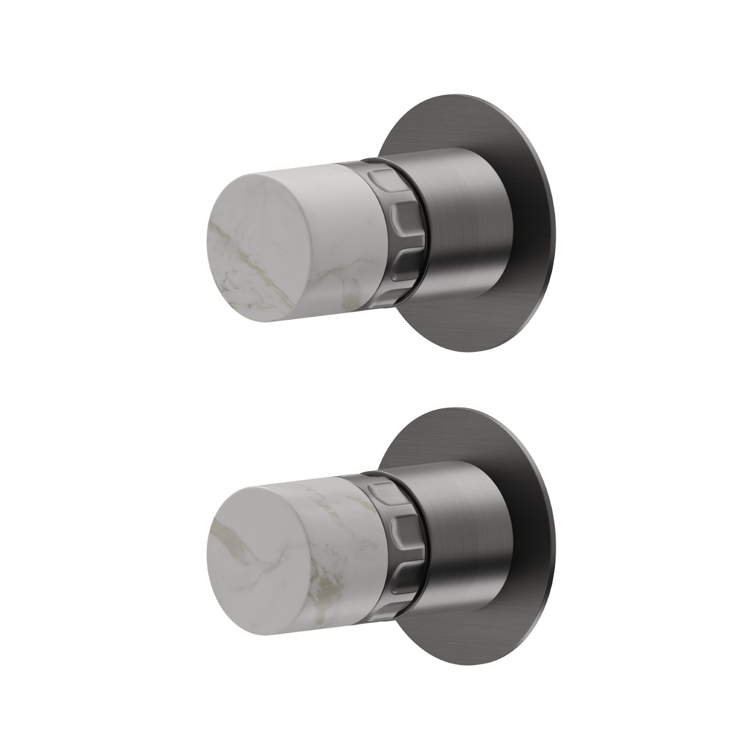 Miscelatore monocomando ad incasso con deviatore meccanico a 2 uscite, ingressi ed uscite da 1/2”. Parte esterna. Parte esterna - finitura PVD Brushed Gun Metal